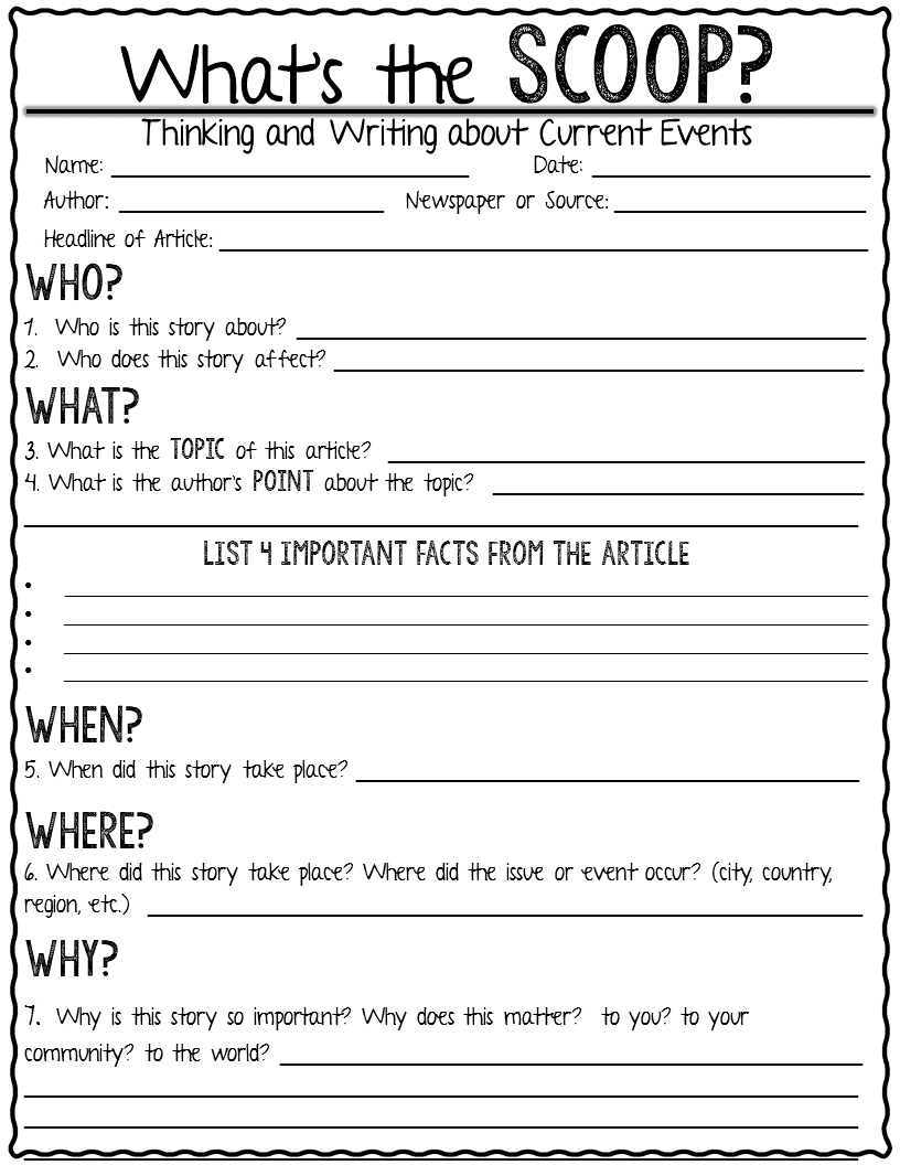 Current Event Activity Sheet - Worksheets Library within Free Printable Current Events Worksheets