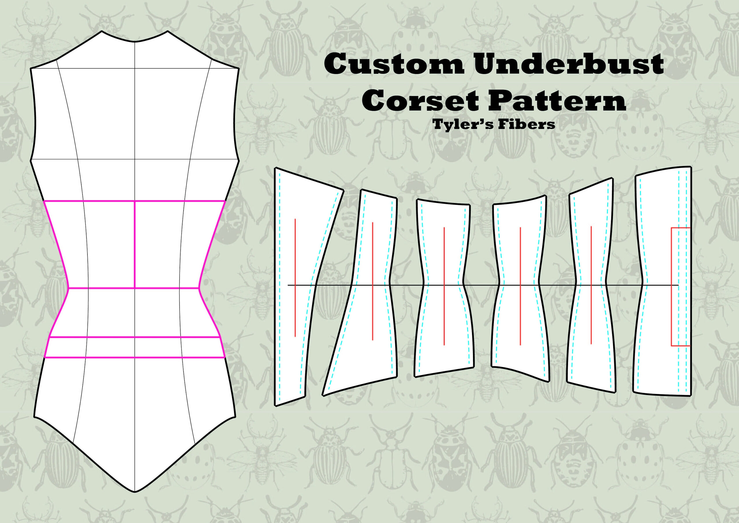 Custom Underbust Corset Pattern - Etsy Uk inside Printable Underbust Corset Pattern