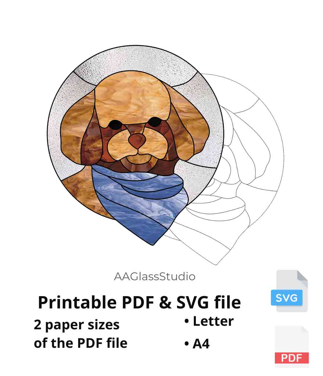 Cute Toy Poodle Portrait - Stained Glass Dog Pattern - Aaglassstudio within Free Printable Poodle Pattern