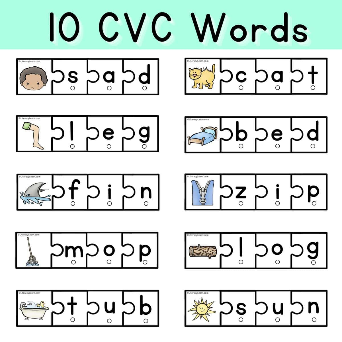 Cvc Build A Word Puzzles - Free Printables - Literacy Learn inside Cvc Word Puzzles Free Printable