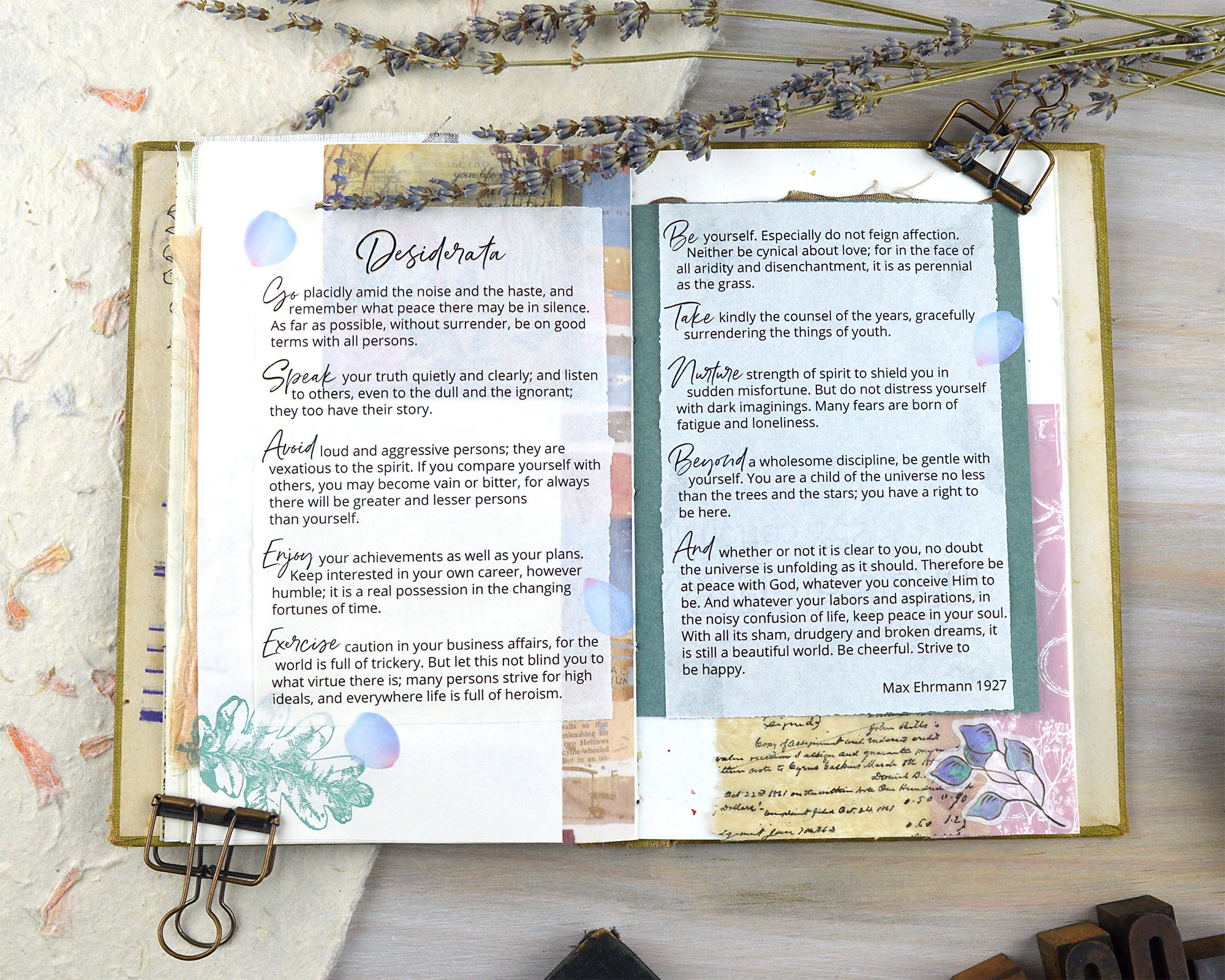 Desiderata - Free Printable Poem For Your Journal Pages within Desiderata Printable Version Free