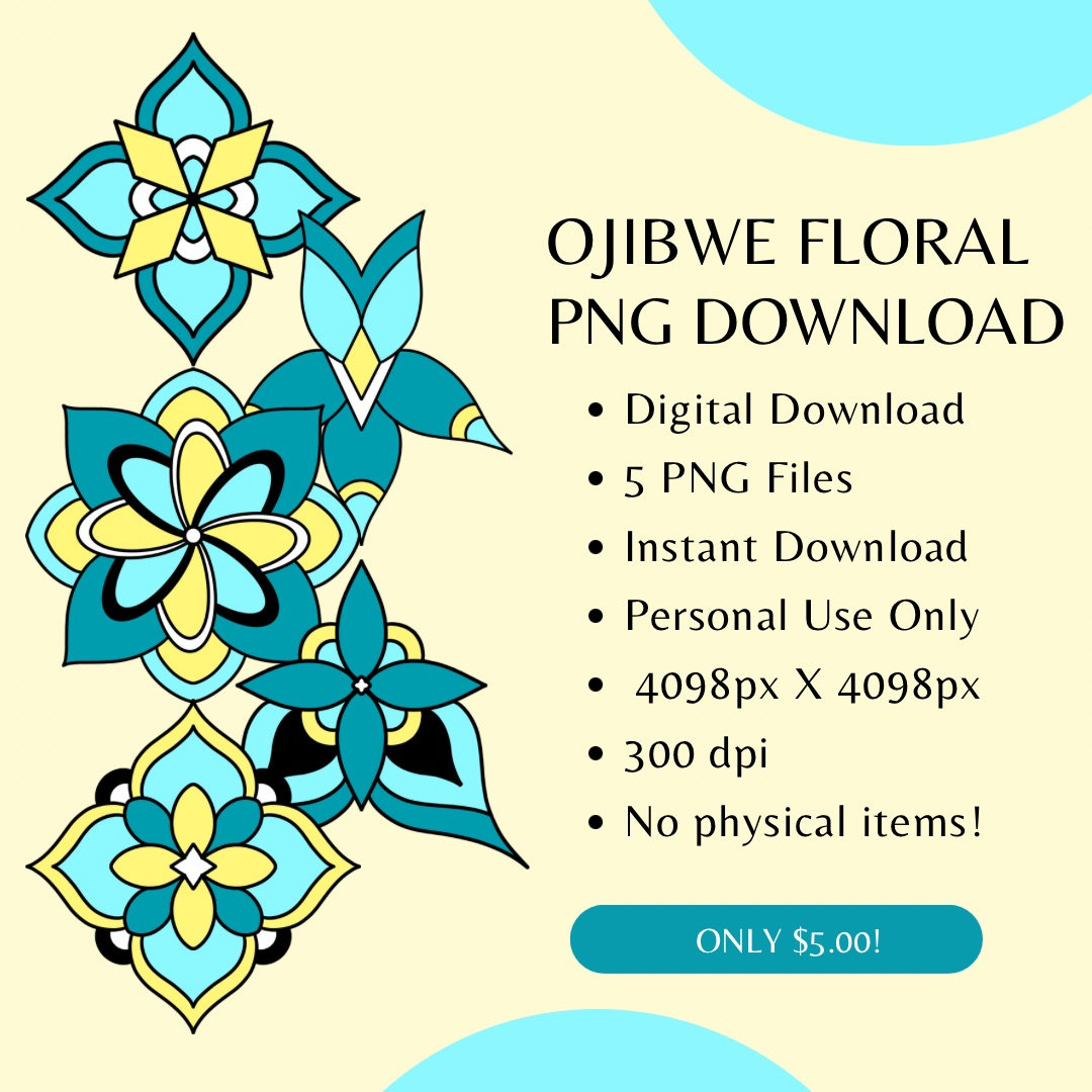 Digital Download 5 Png Ojibwe Floralmazinibii | 4096Px X 4096Px | 300Dpi | Personal Use throughout Printable Ojibwe Floral Applique Patterns