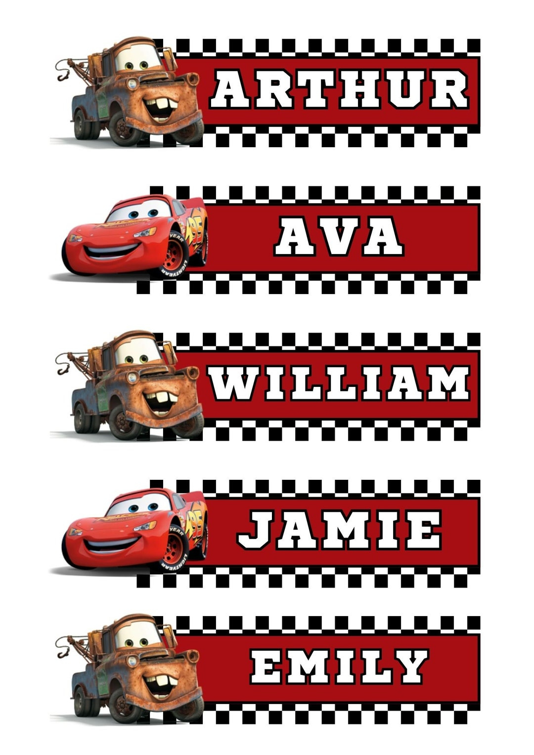 Digital File Cars Name Tags | Birthday Party Labels | Personalised throughout Car Name Tags Free Printable