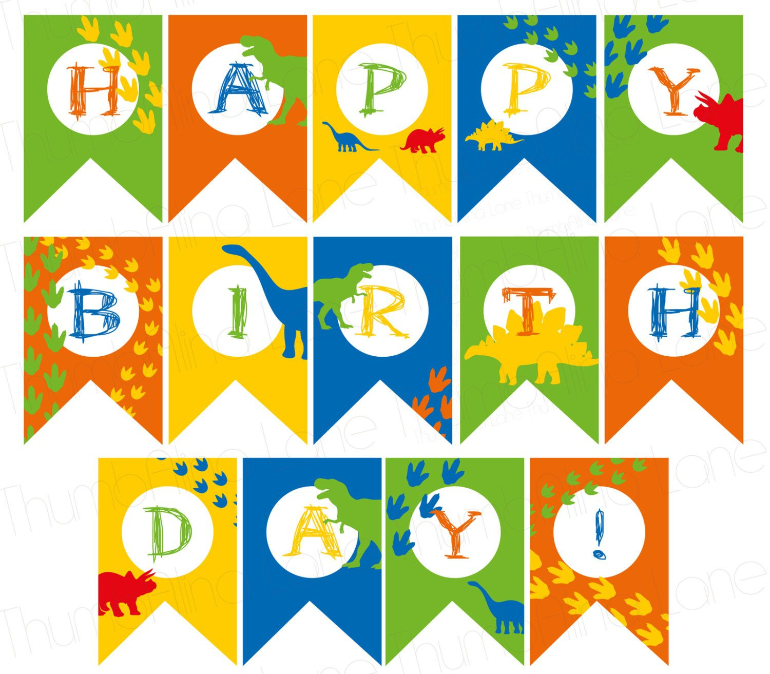 Dinosaur Printable Party Banner, Happy Birthday, Rawr, Instant intended for Dinosaur Birthday Banner Printable Free