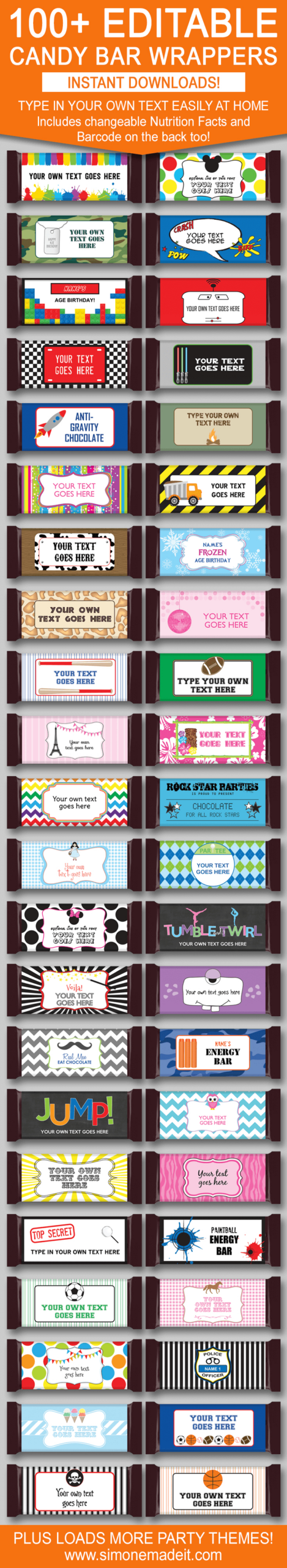 Diy Candy Bar Wrapper Templates | Party Favors | Chocolate Bar Labels intended for Free Printable Chocolate Bar Wrappers Templates