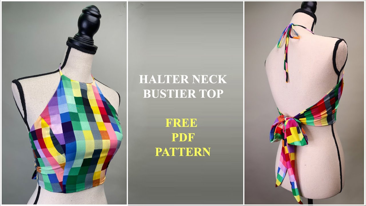 Diy Free Pattern - Halter Neck Bustier Crop Top + Pdf Pattern regarding Free Printable Halter Top Pattern