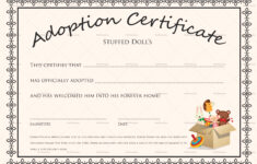 Doll Adoption Certificate Design Template In Psd, Word with regard to Free Printable Stuffed Animal Adoption Certificate