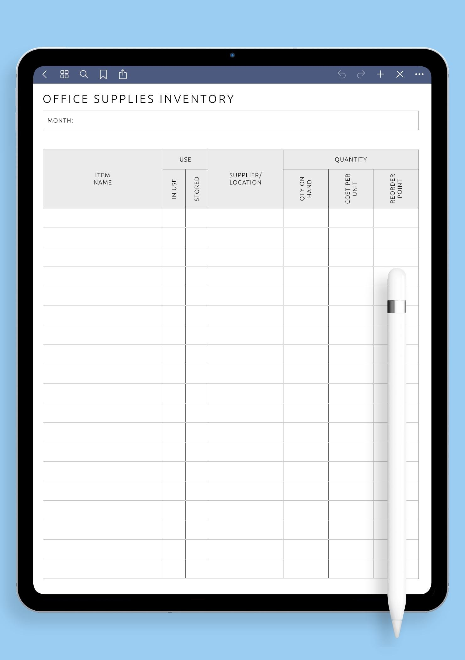 Download Printable Office Supplies Inventory Template Pdf pertaining to Free Office Supply List Template