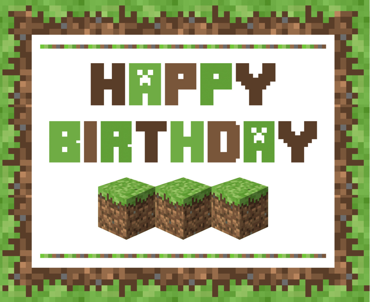 Download These Awesome Free Minecraft Party Printables! | Catch My intended for Minecraft Happy Birthday Card Printable Free