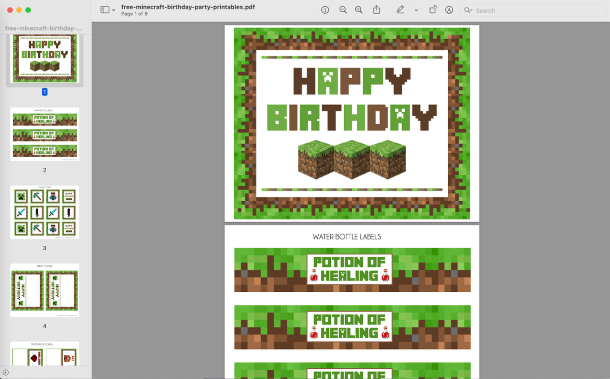 Download These Awesome Free Minecraft Party Printables! | Catch My regarding Minecraft Happy Birthday Card Printable Free