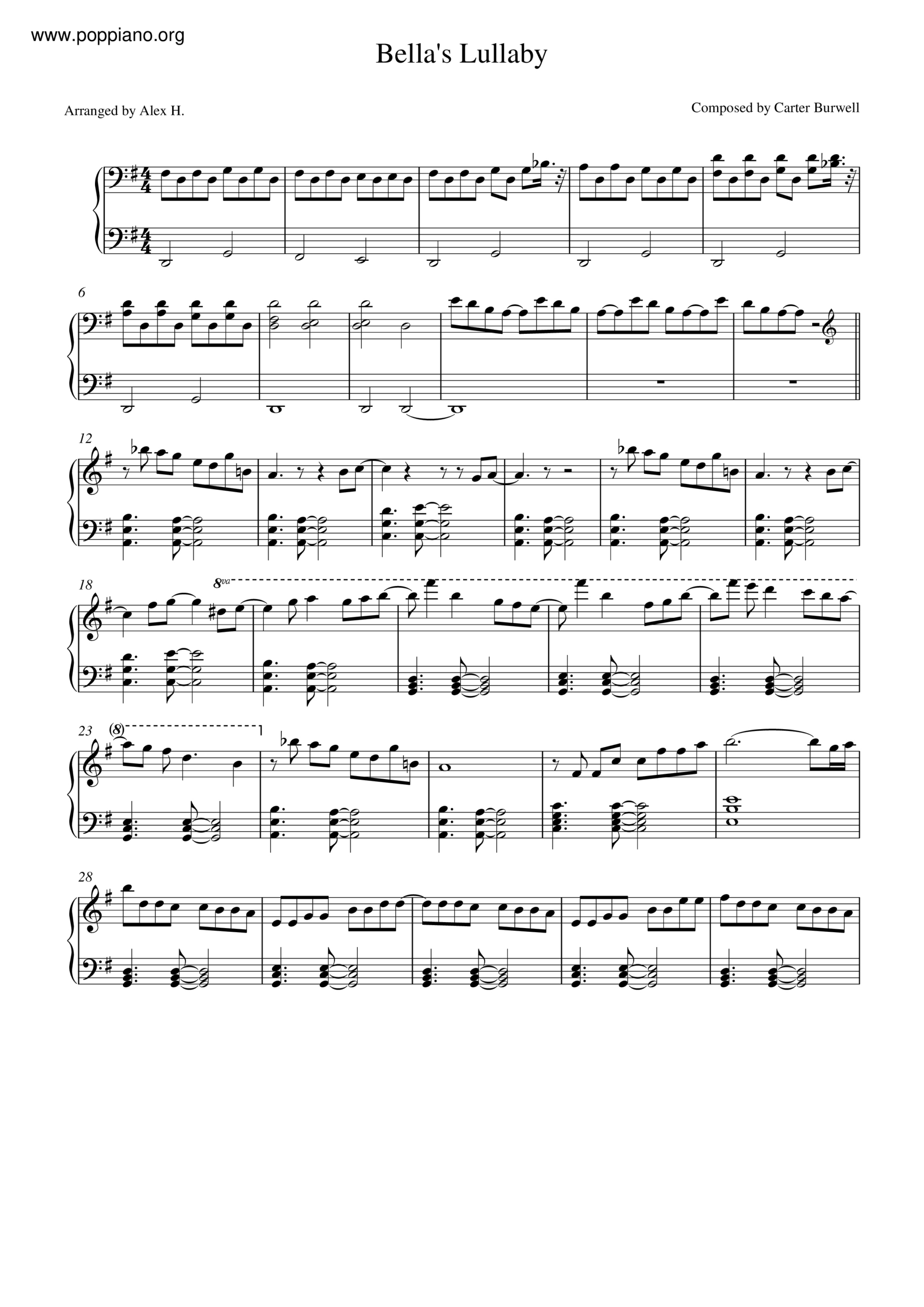 ☆ Twilight - Bella&amp;#039;S Lullaby | Sheet Music | Piano Score Free Pdf in Bellas Lullaby Piano Sheet Music Free Printable
