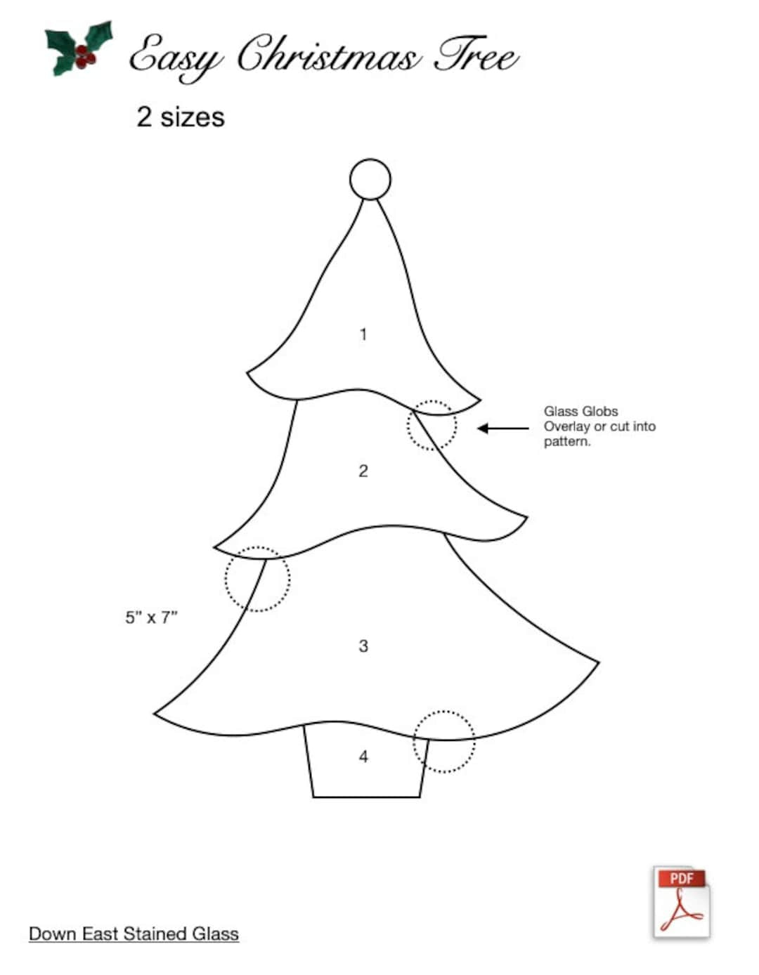 Easy Christmas Tree Stained Glass Pattern Pdf - Etsy in Free Printable Christmas Stained Glass Patterns