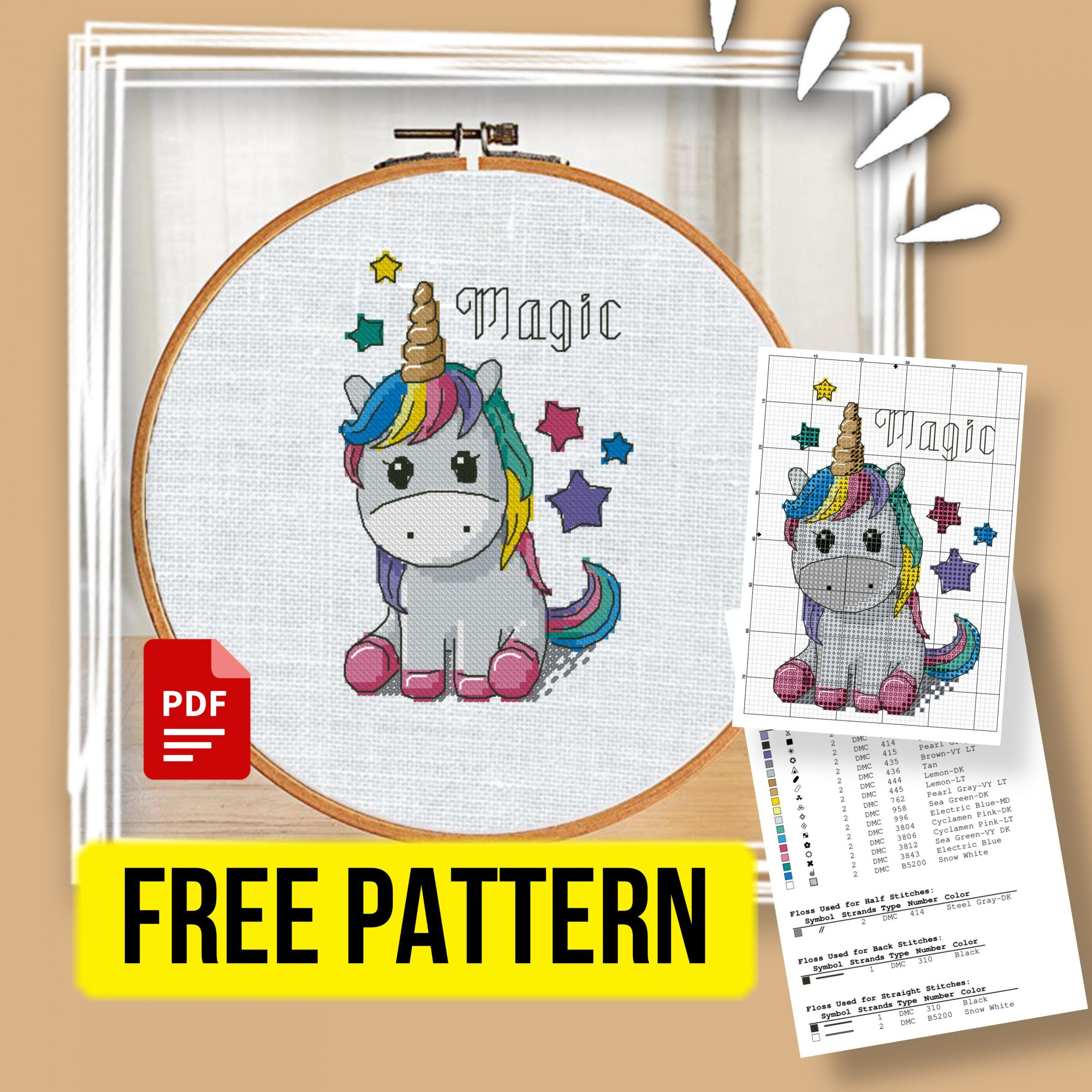 Einhörner,Fillys,Little Pony with Free Printable Unicorn Cross Stitch Pattern