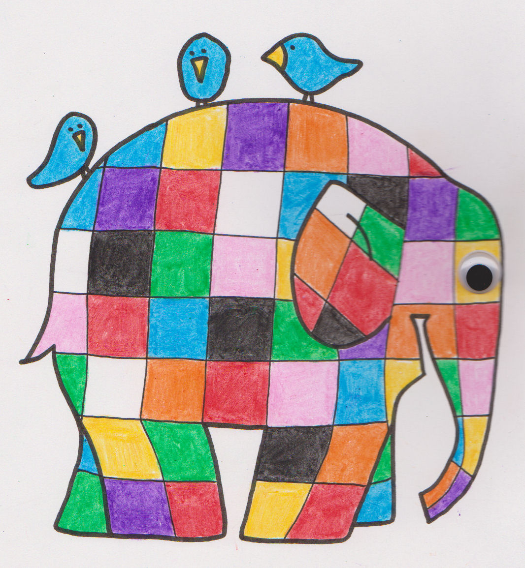 Elmer The Patchwork Elephant Coloring Page - Lines Across in Free Printable Elmer Elephant