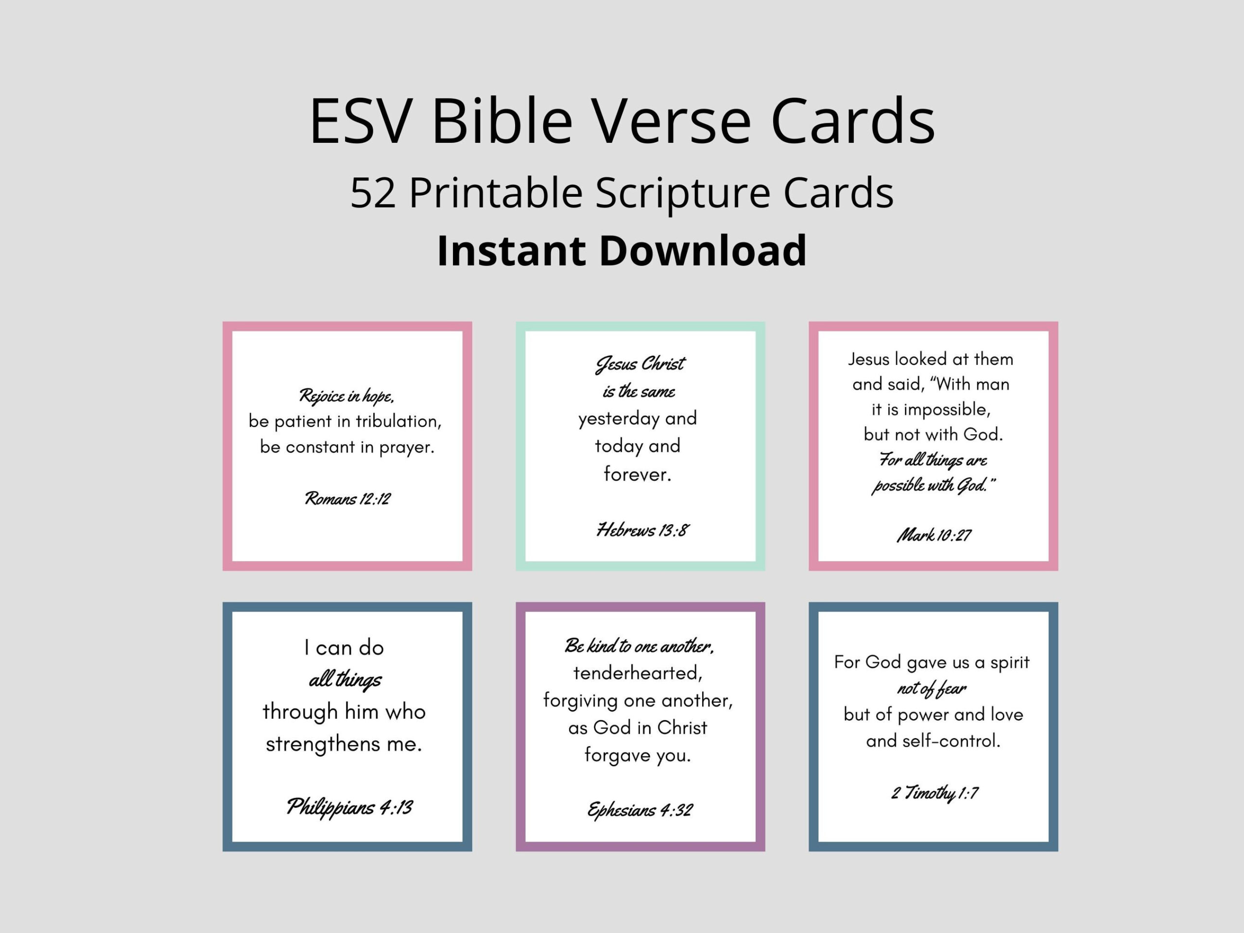 Esv Bible Verse Cards | Scripture Cards For Women | Printable intended for Free Printable Esv Bible