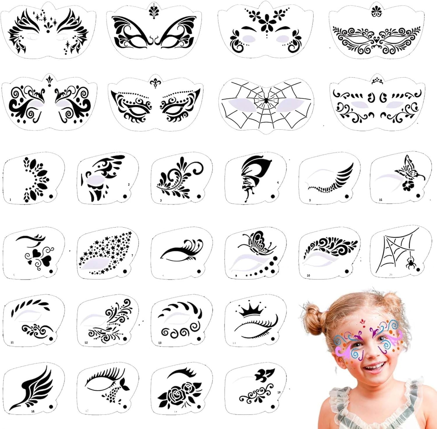 Face Paint Stencils Kits,Happon 28 Pcs Face Painting Stencils within Printable Face Paint Stencils