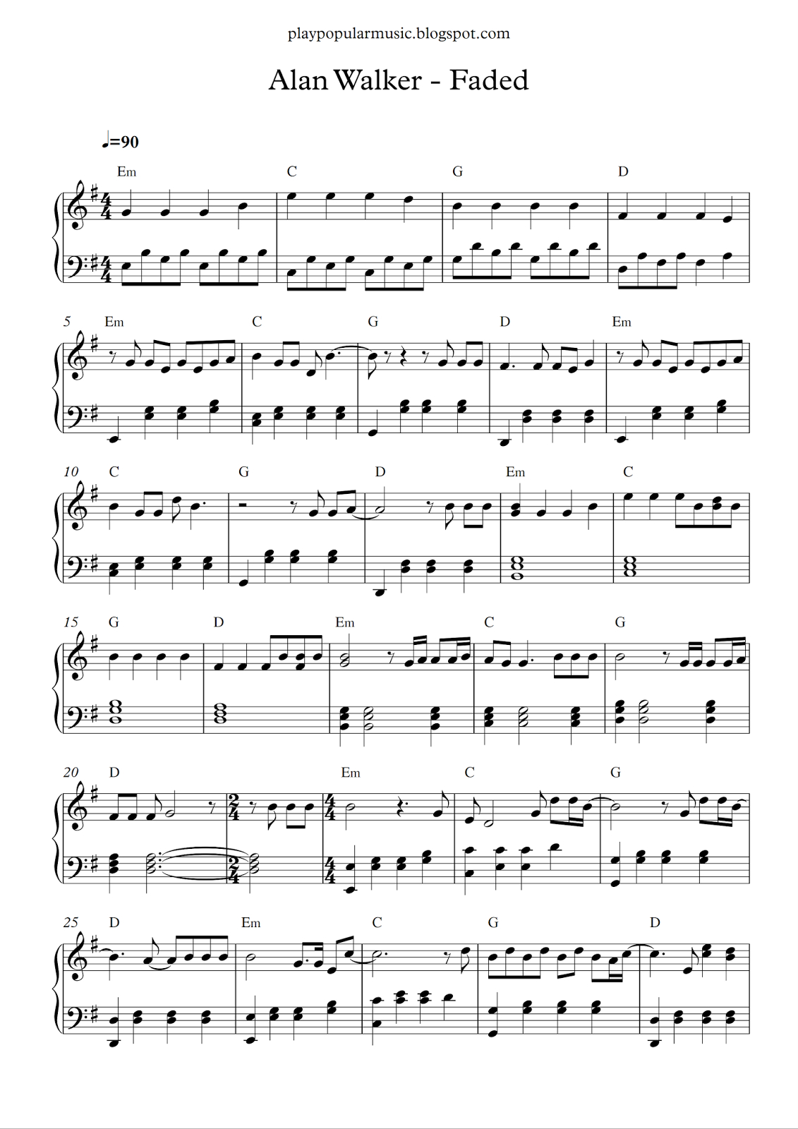 Faded Easy Hotsell Piano with regard to Faded Easy Piano Sheet Music Free Printable