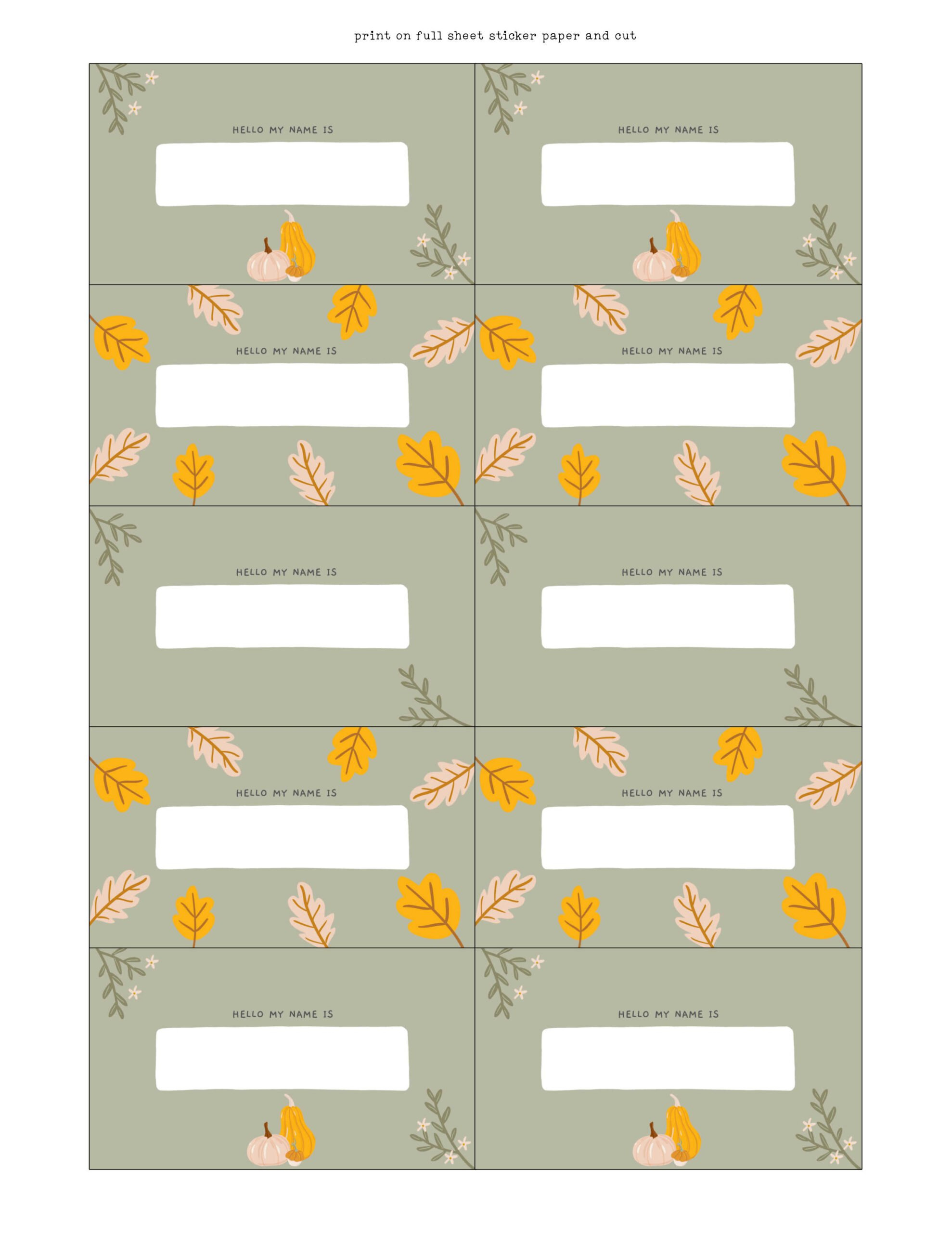 Fall Name Tags (A Pretty Free Printable) with regard to Free Printable Fall Name Tags