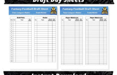Fantasy Football Draft Sheets | 2025 Season | Microsoft Word Instant  Download | Customizable – Etsy for Free Printable Draft Board
