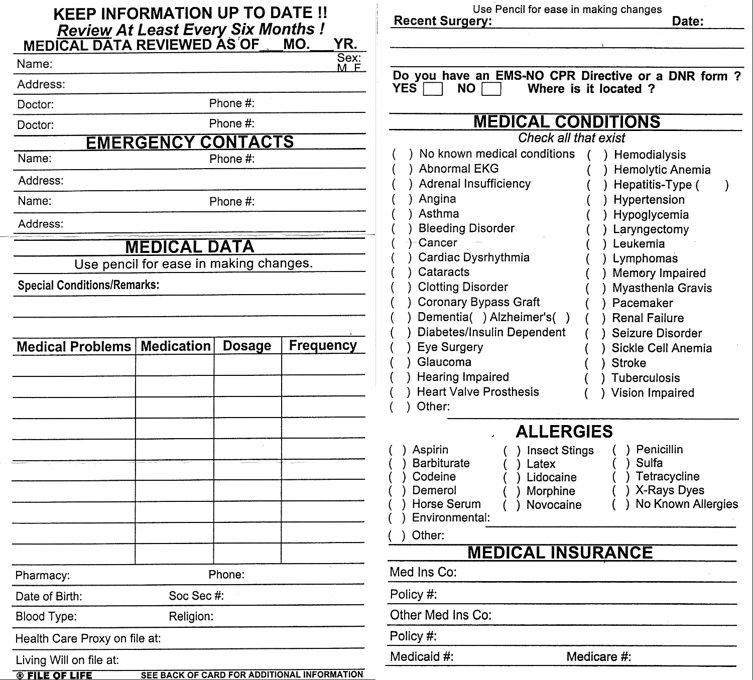 File Of Life - Jackson Township, Stark County, Ohio within Free Printable File Of Life Forms