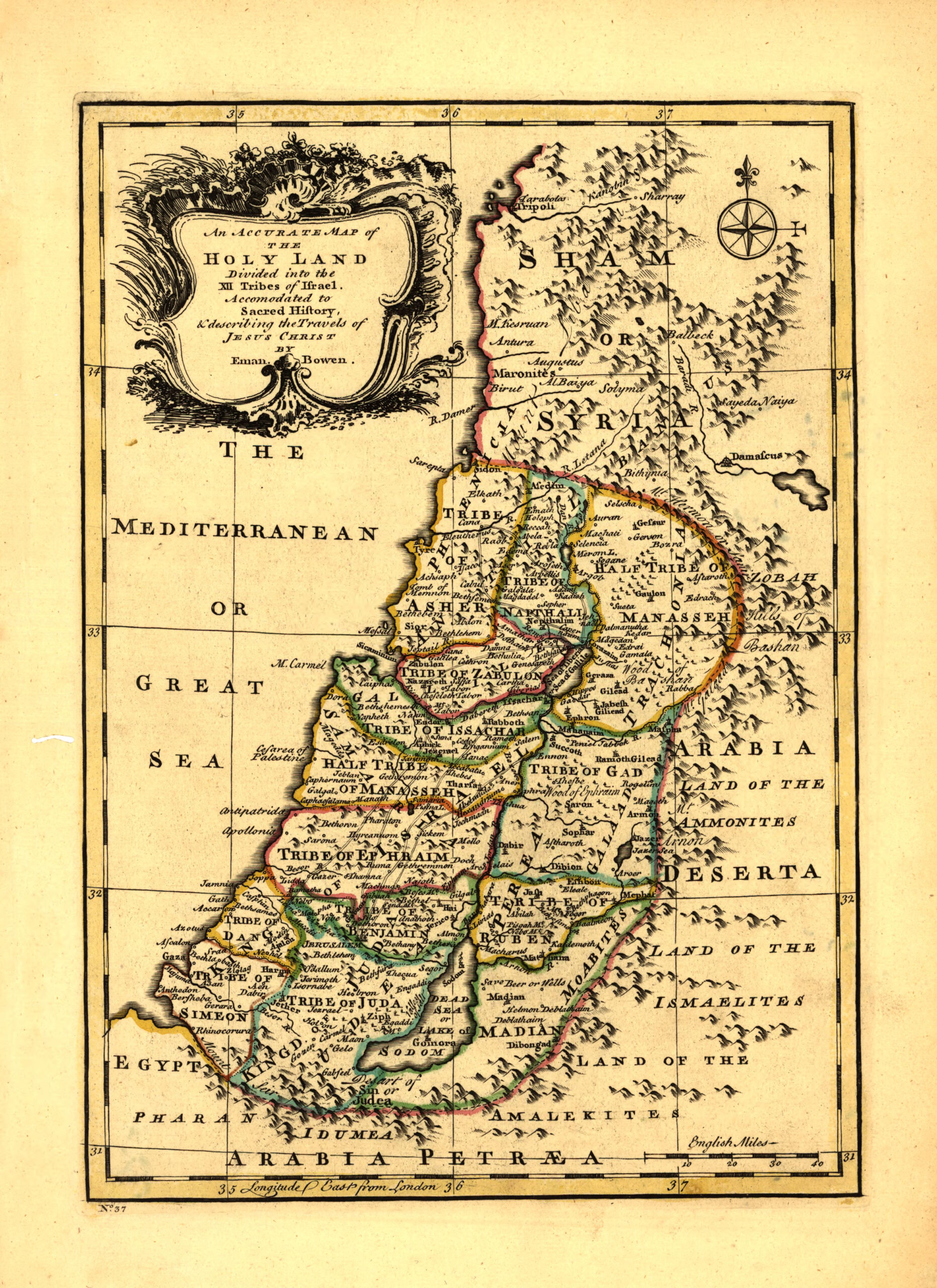 File:an Accurate Map Of The Holy Land Divided Into The Xii Tribes for Free Printable Map Of The Holy Land