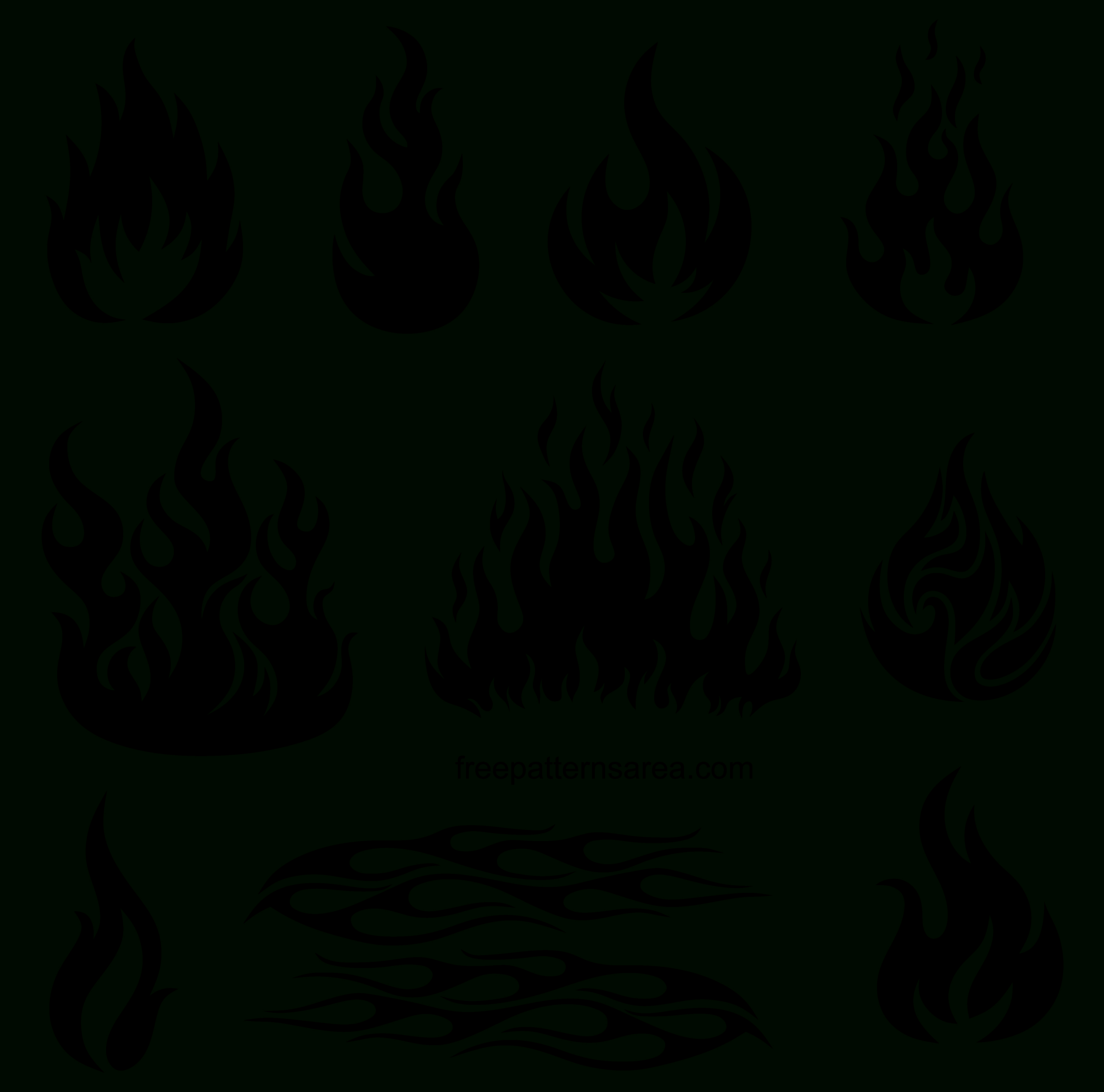 Fire Flame Shapes Stencil Vector Drawings - Freepatternsarea inside Free Printable Flame Stencil