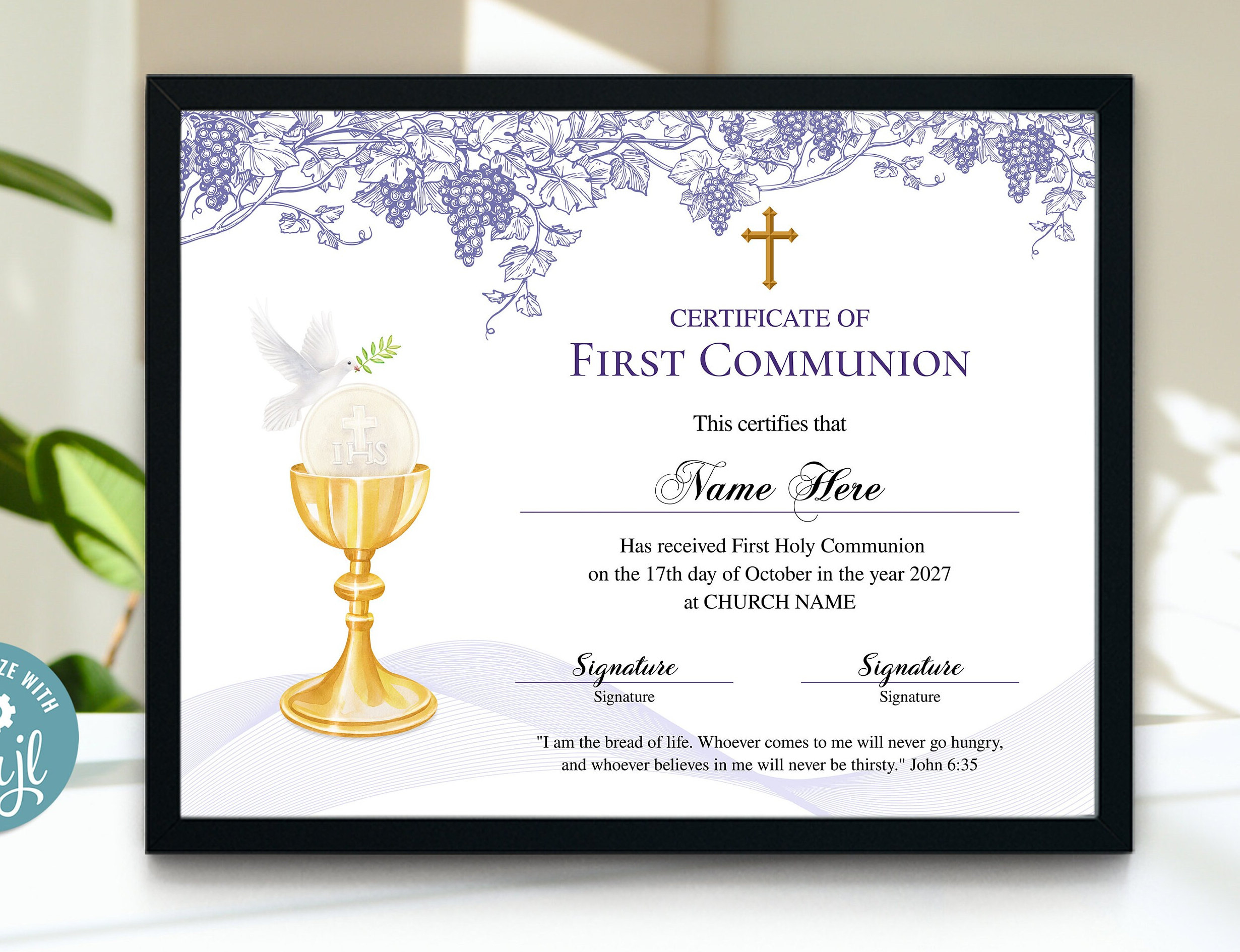 First Communion Certificate, 11X8.5 Printable First Communion for Free First Communion Certificate Templates