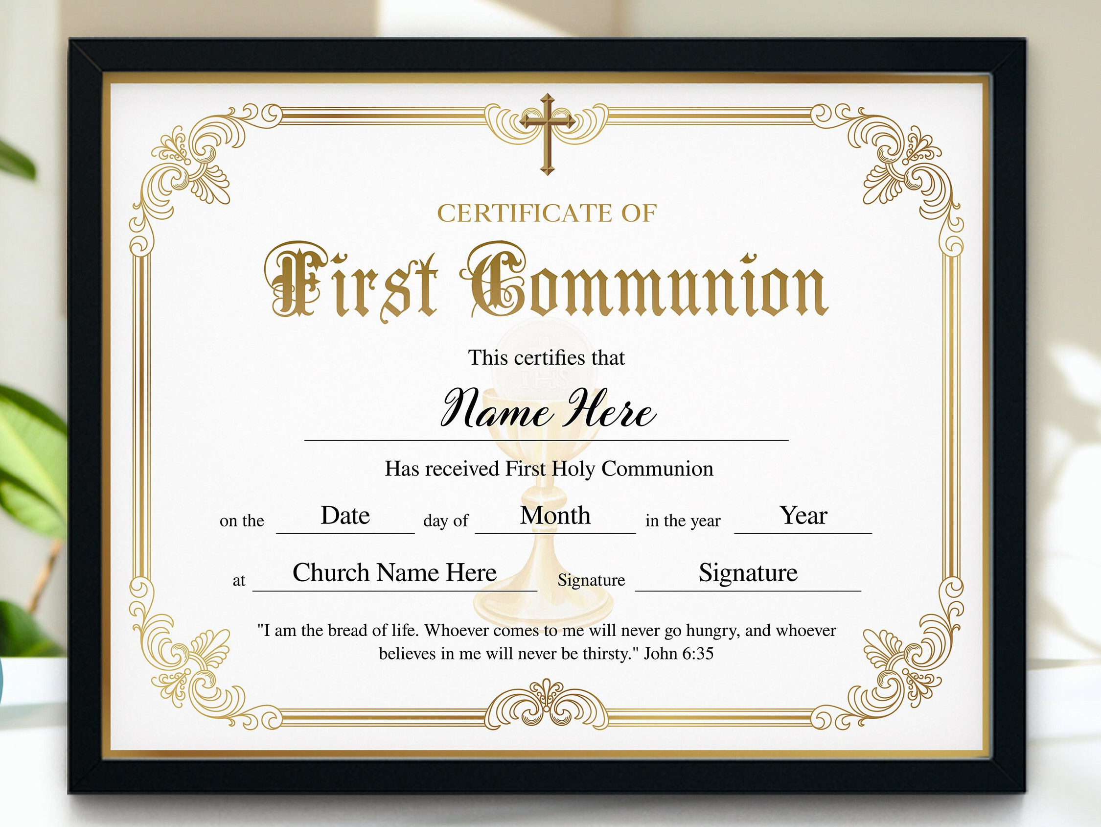 First Communion Certificate Template, 11X8.5 Printable First inside Free First Communion Certificate Templates