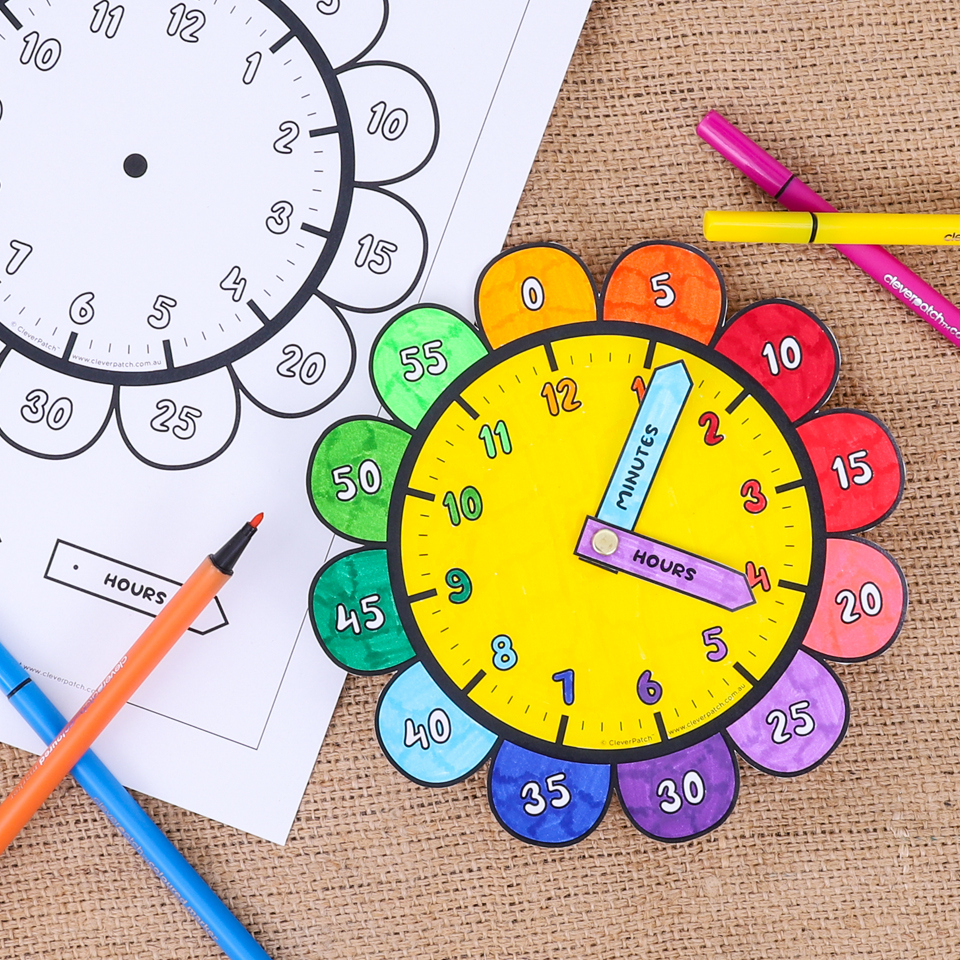 Flower Clock | Paper &amp;amp; Card - Cleverpatch | Cleverpatch - Art for Free Printable Clock Hands