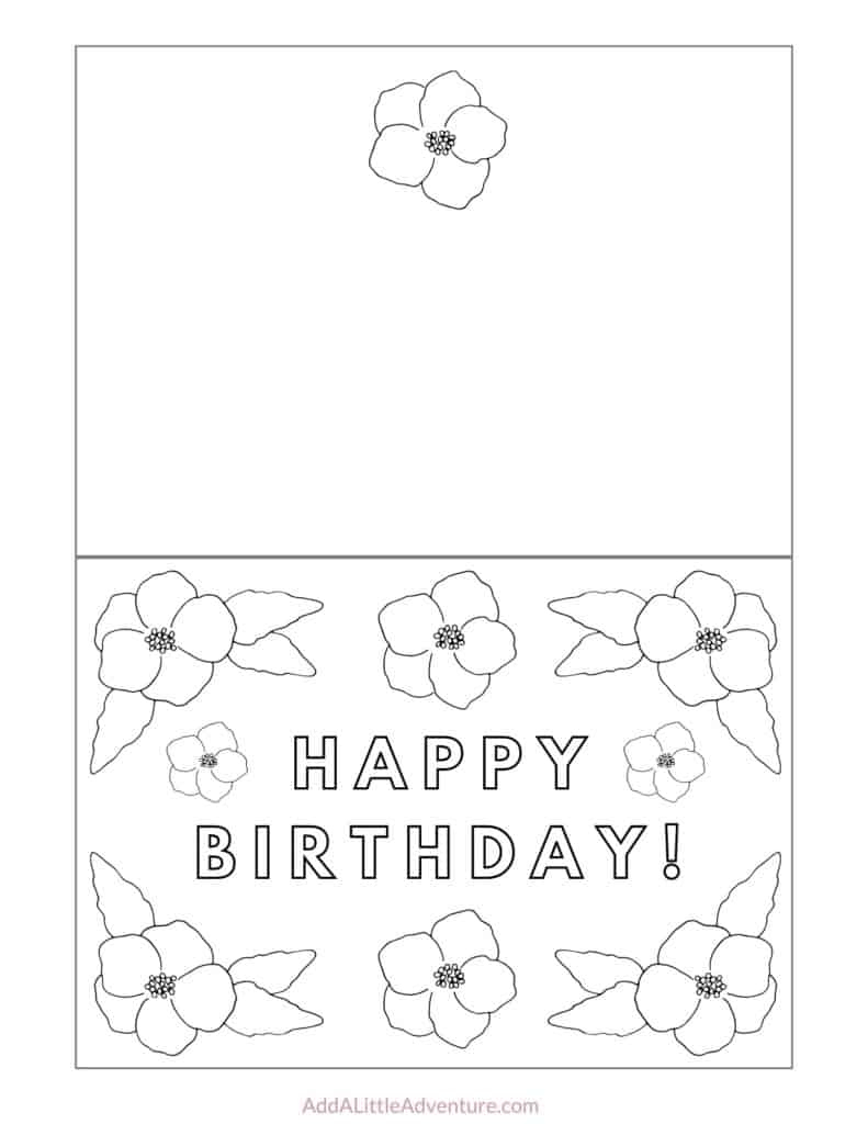 Foldable Printable Birthday Cards To Color - Add A Little Adventure intended for Free Printable Foldable Cards