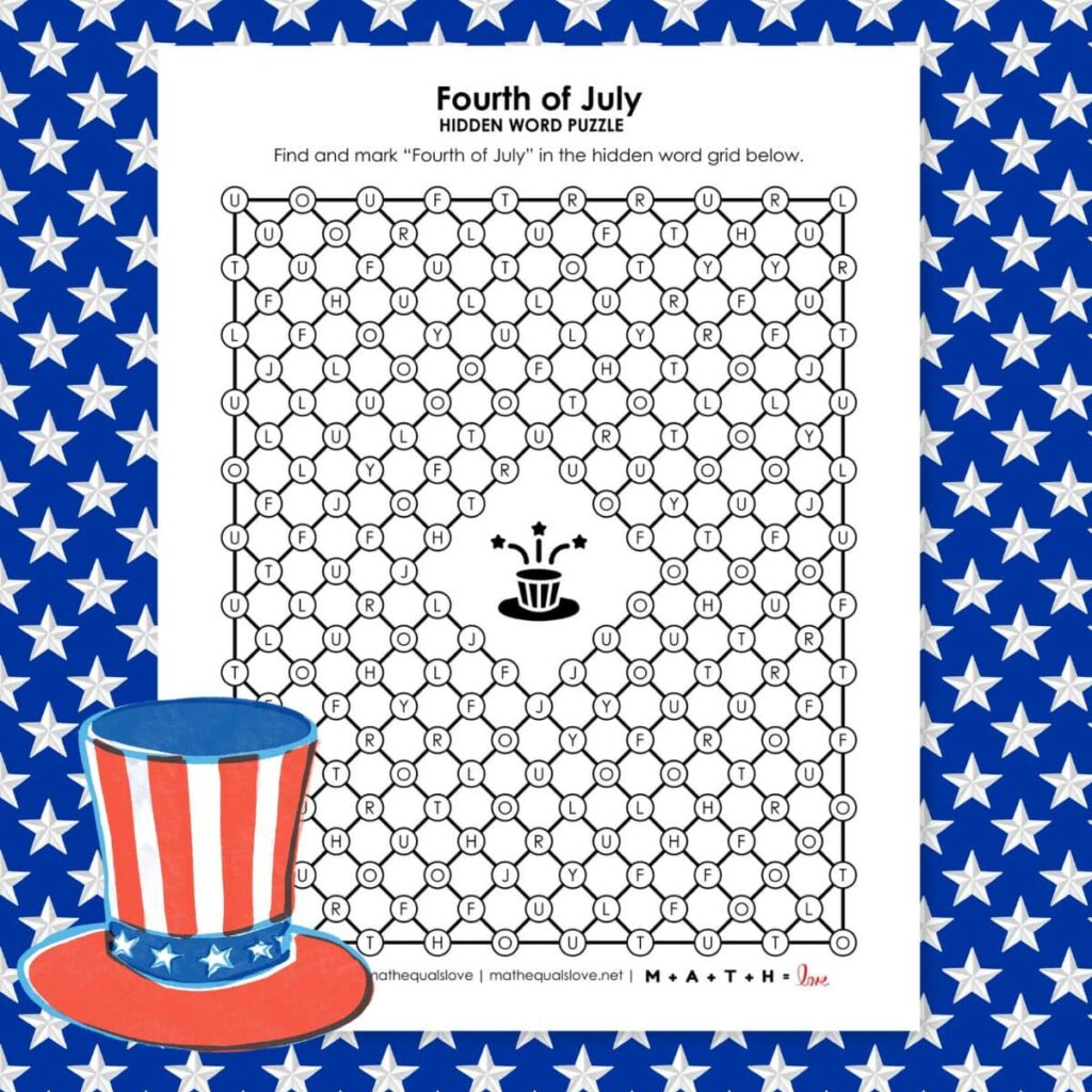 Fourth Of July Hidden Word Puzzle (Free Pdf) regarding Free Printable 4th of July Puzzles