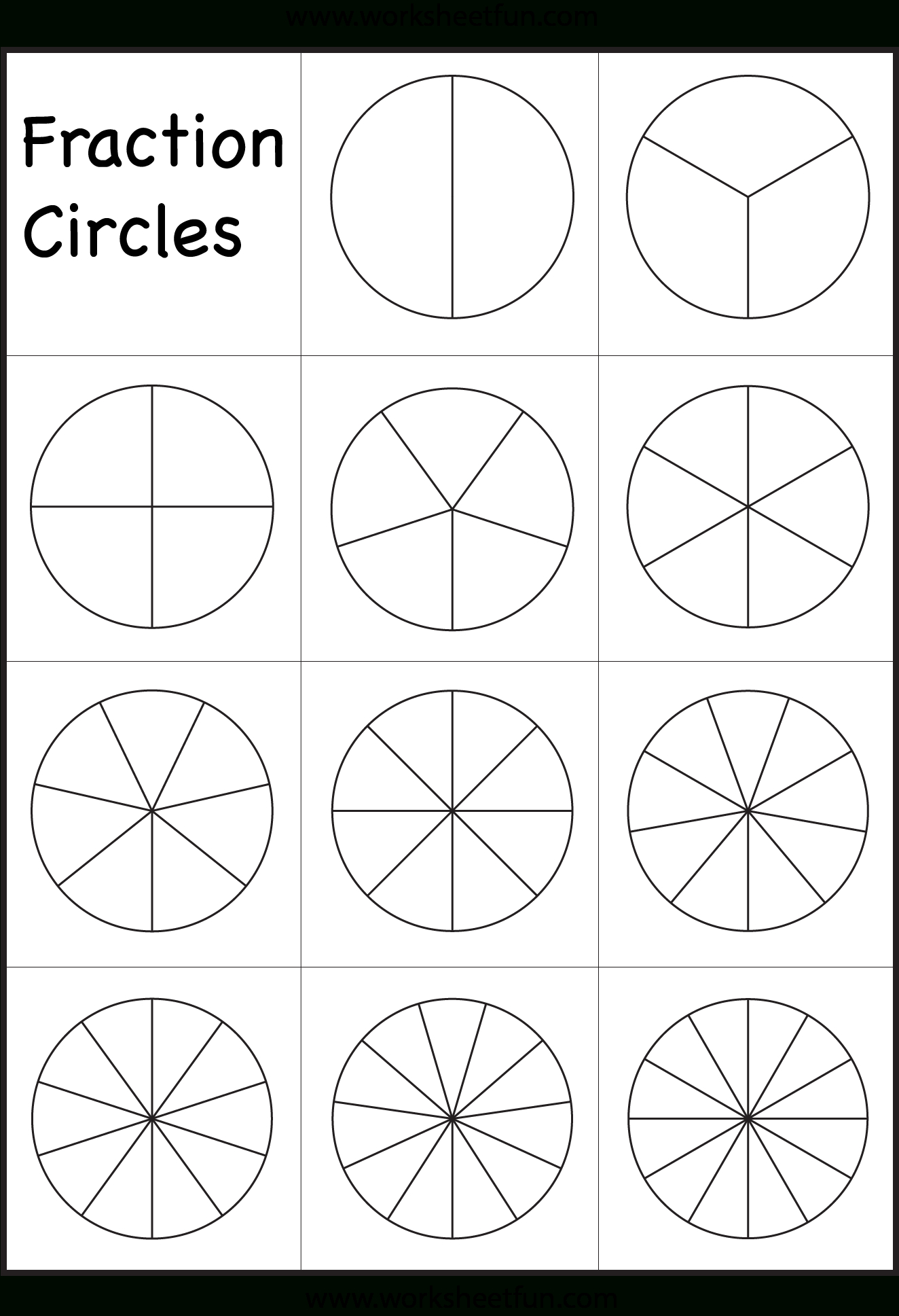 Fraction Circles Template – Printable Fraction Circles – 1 inside Free Printable Blank Fraction Circles