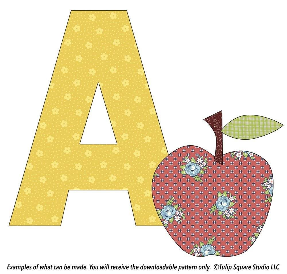 Free Alphabet Appliqué Pattern - A Is For Apple - Tulipsquare with regard to Free Printable Alphabet Pattern For Apliquae