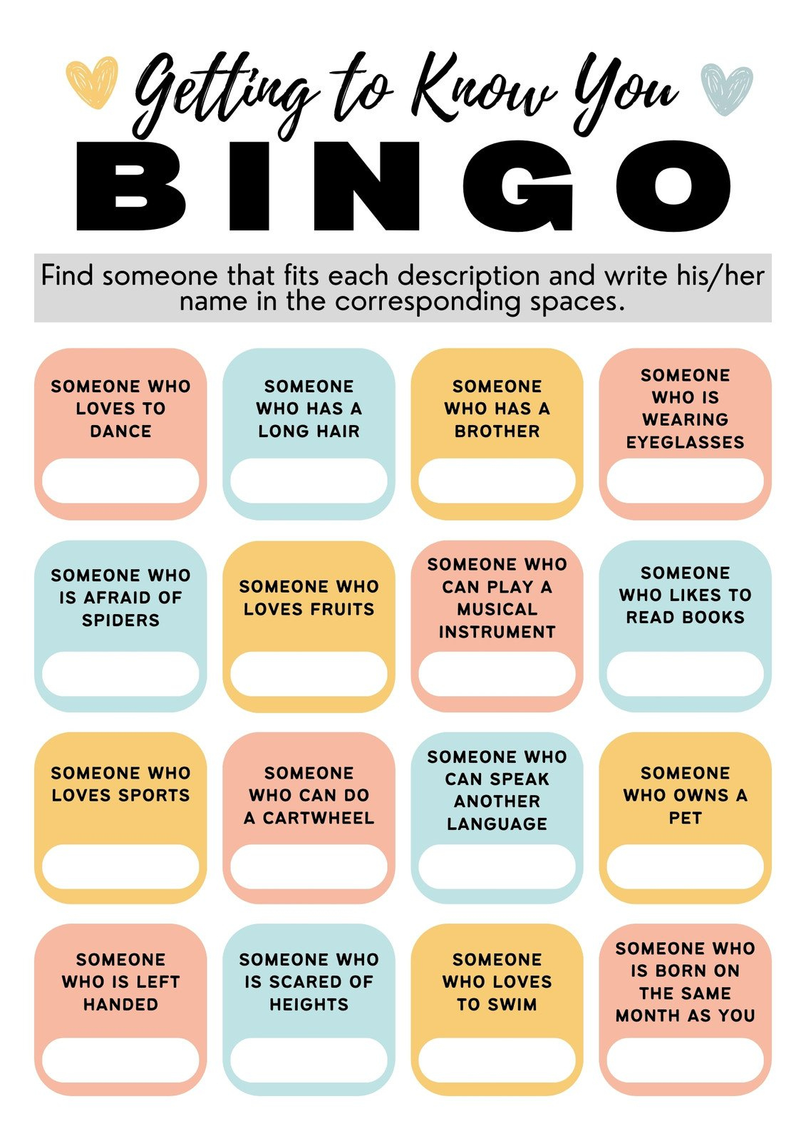 Free And Customizable Bingo Templates | Canva in Get To Know You Bingo Free Printable