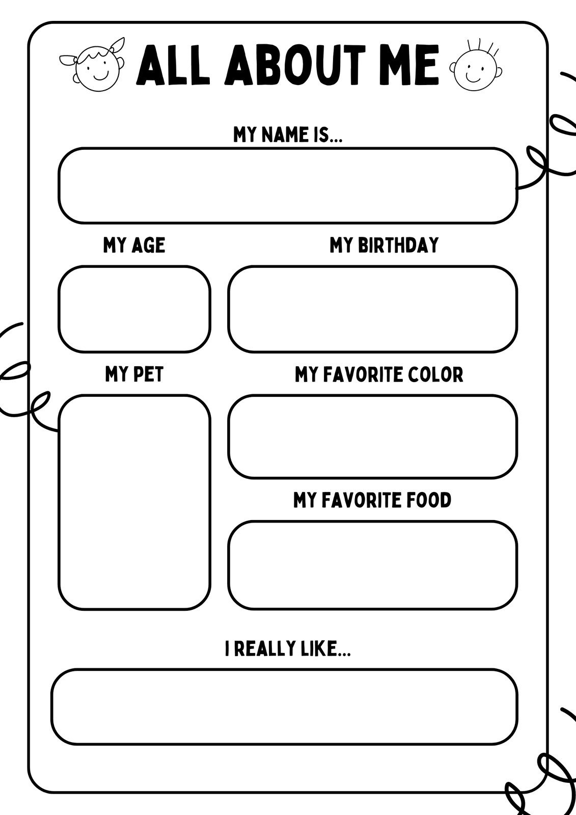 Free And Printable All About Me Worksheet Templates | Canva intended for All About Me Free Printable
