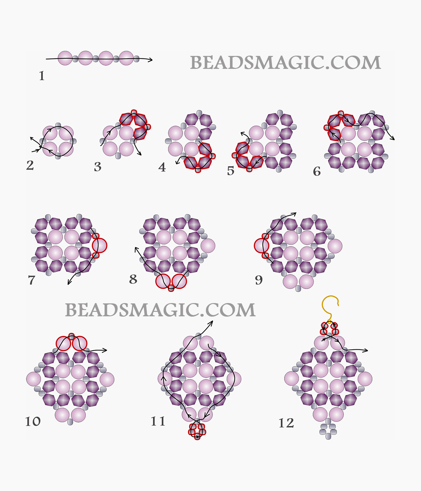 Free Beading Pattern For Earrings Luna | Beads Magic pertaining to Free Printable Beaded Earring Patterns