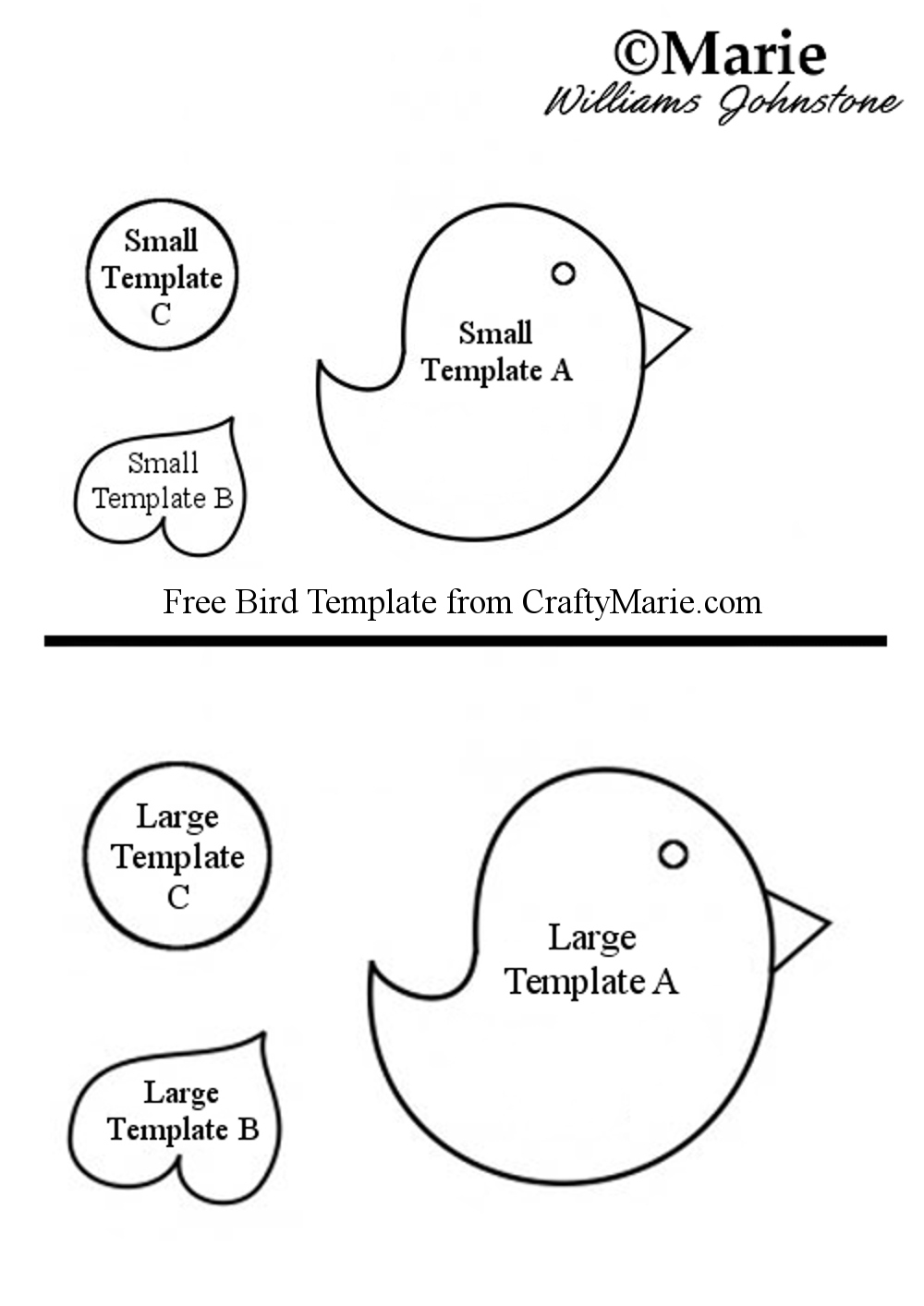 Free Bird Template For Sewing And Crafts for Free Printable Bird Patterns