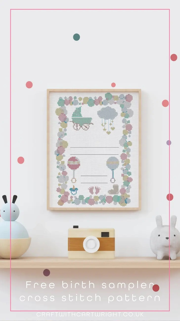 Free Birth Sampler Cross Stitch Pattern - Craft With Cartwright in Free Printable Birth Sampler Cross Stitch Patterns