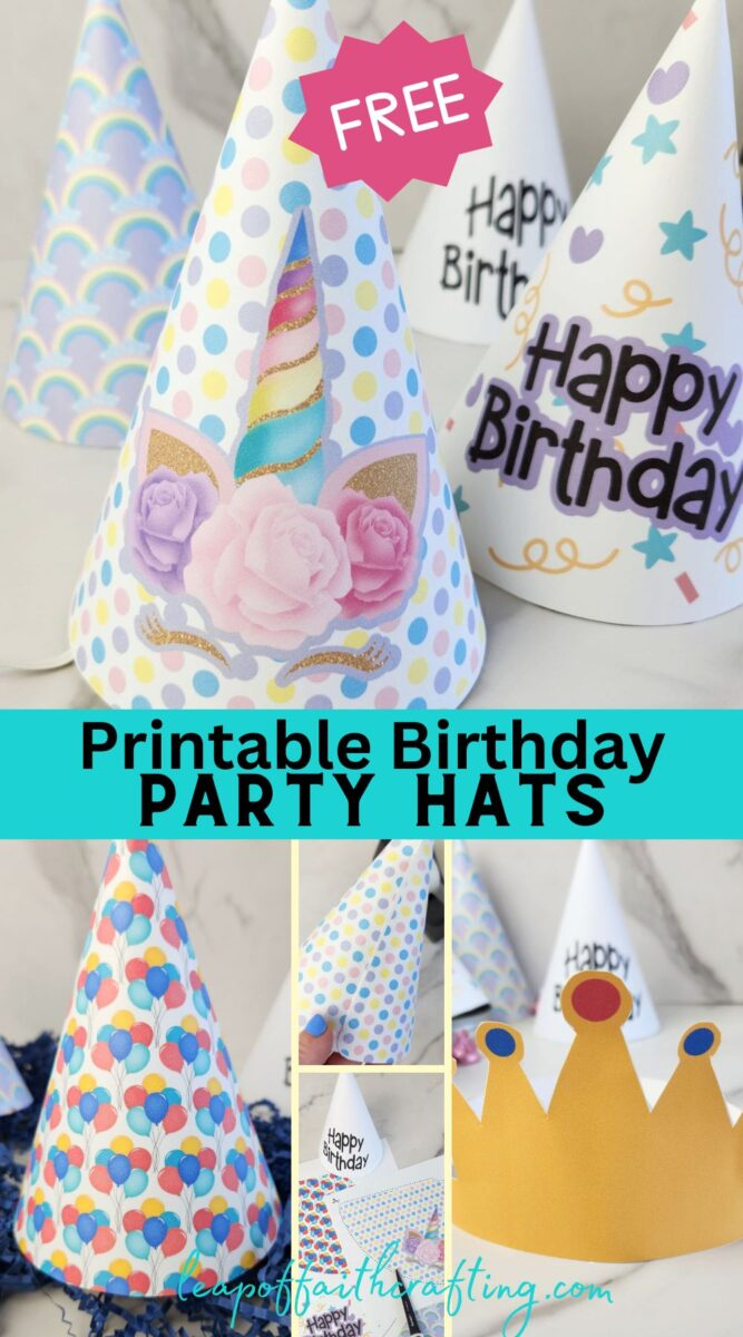 Free Birthday Hats Printable (7 Party Hat Templates!) - Leap Of with Free Printable Birthday Party Hats