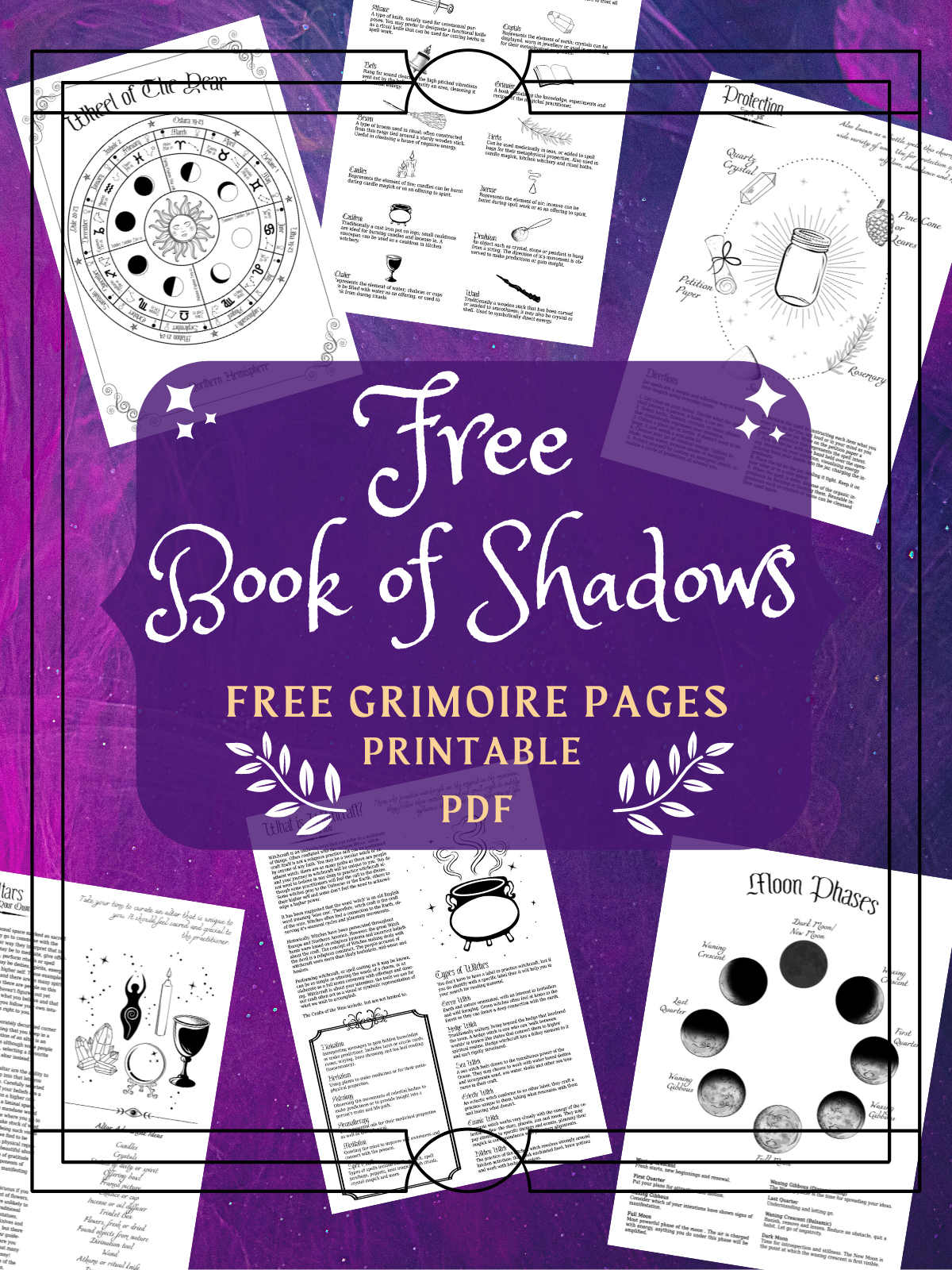Free Book Of Shadows Starter Set within Free Printable Book of Shadows Pages