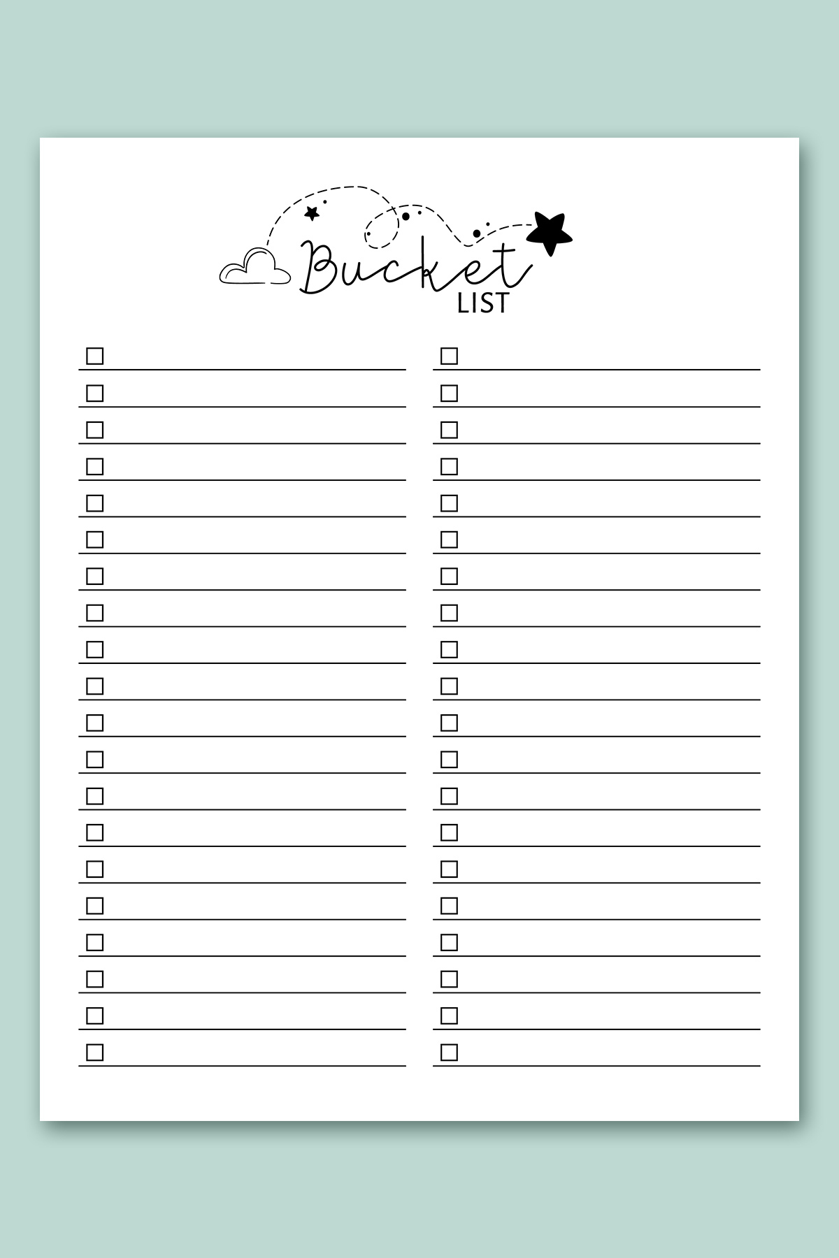 Free Bucket List Printable Templates (Summer, Travel, Etc) in Free Printable Bucket Template