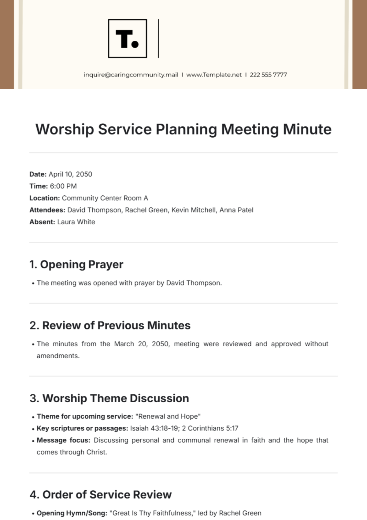 Free Church Meeting Minute Templates, Editable And Printable regarding Free Church Minutes Template