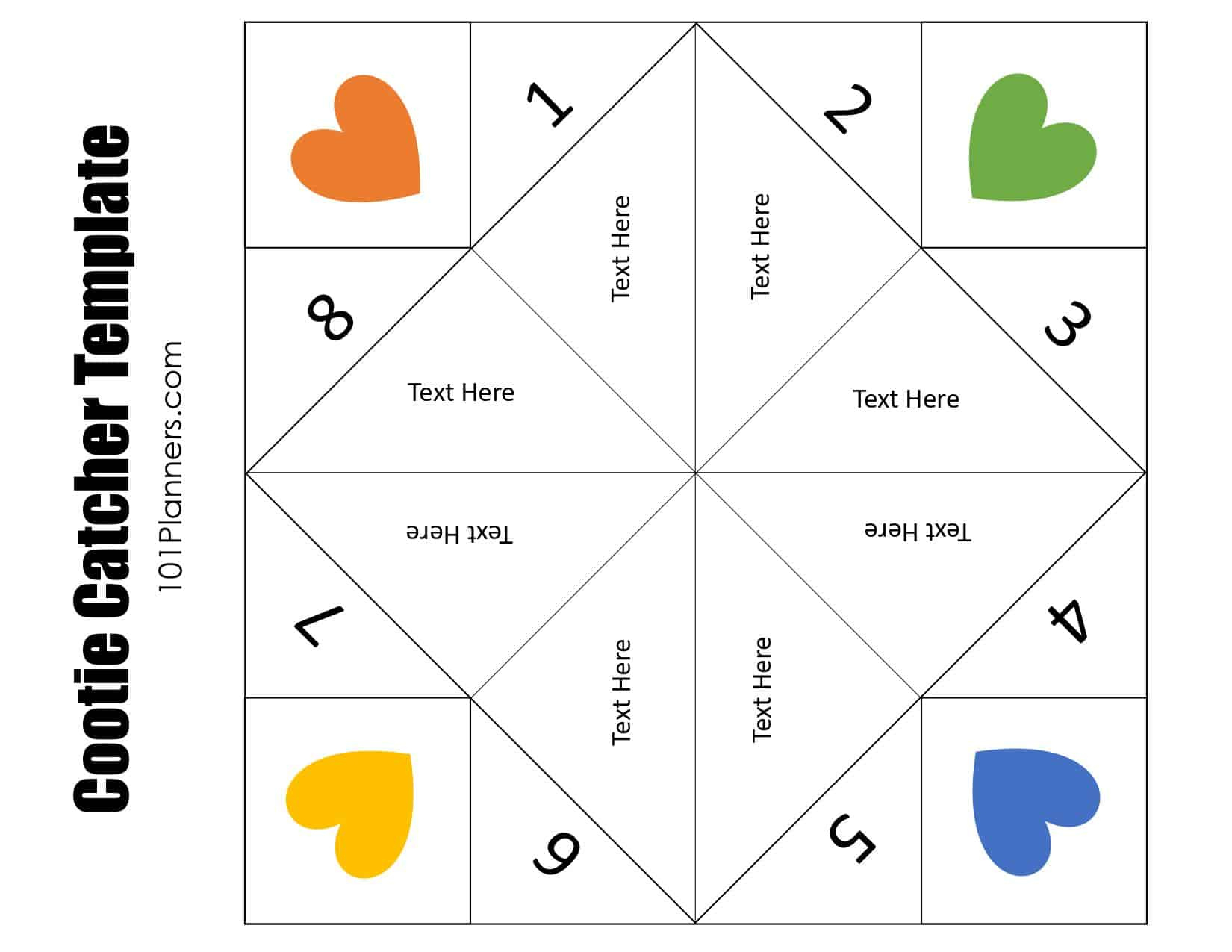Free Cootie Catcher Template | Printable And Typeable within Paper Fortune Teller Template Editable Free