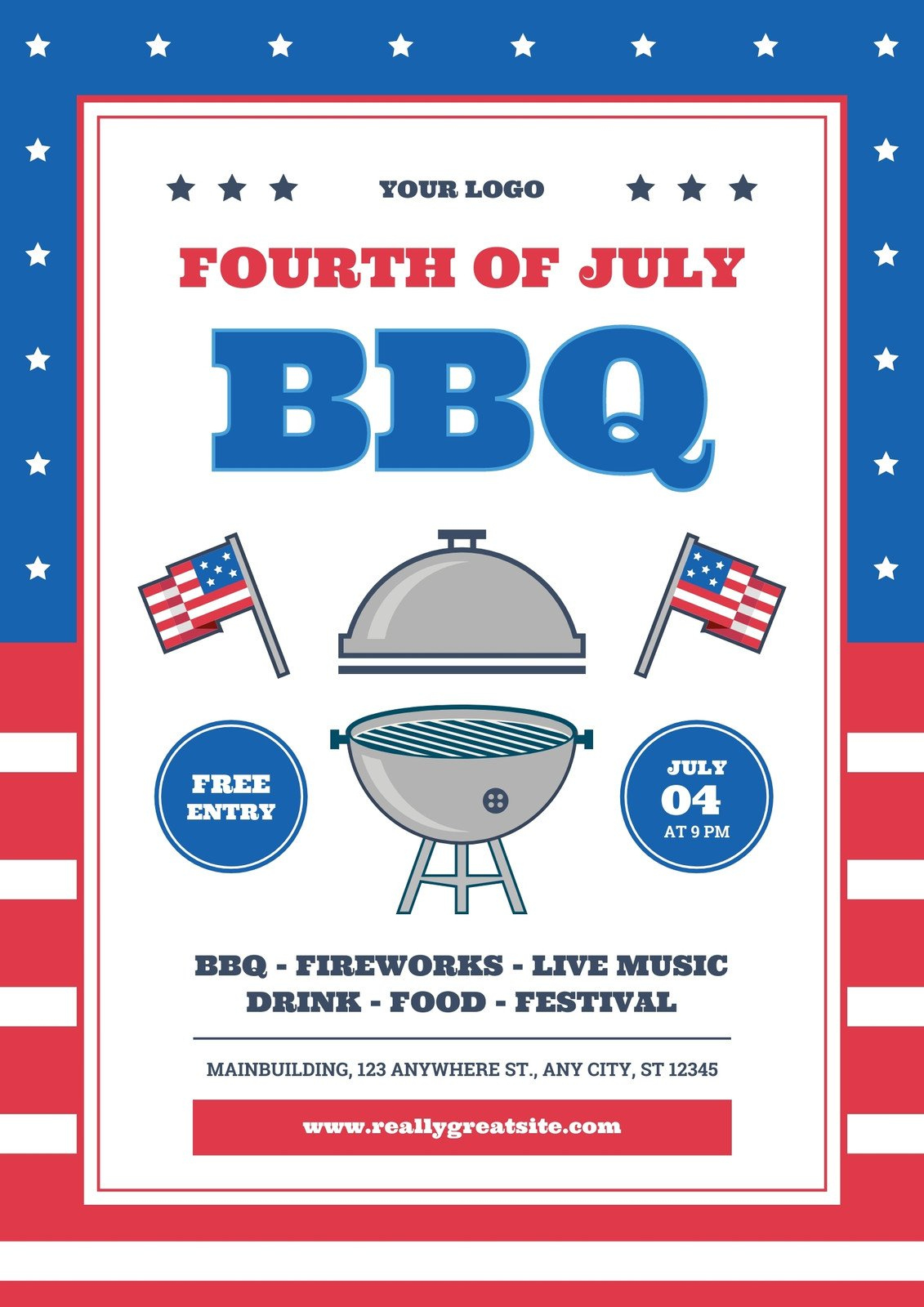 Free Custom Printable 4Th Of July Flyer Templates | Canva within Free Printable 4Th Of July Flyers