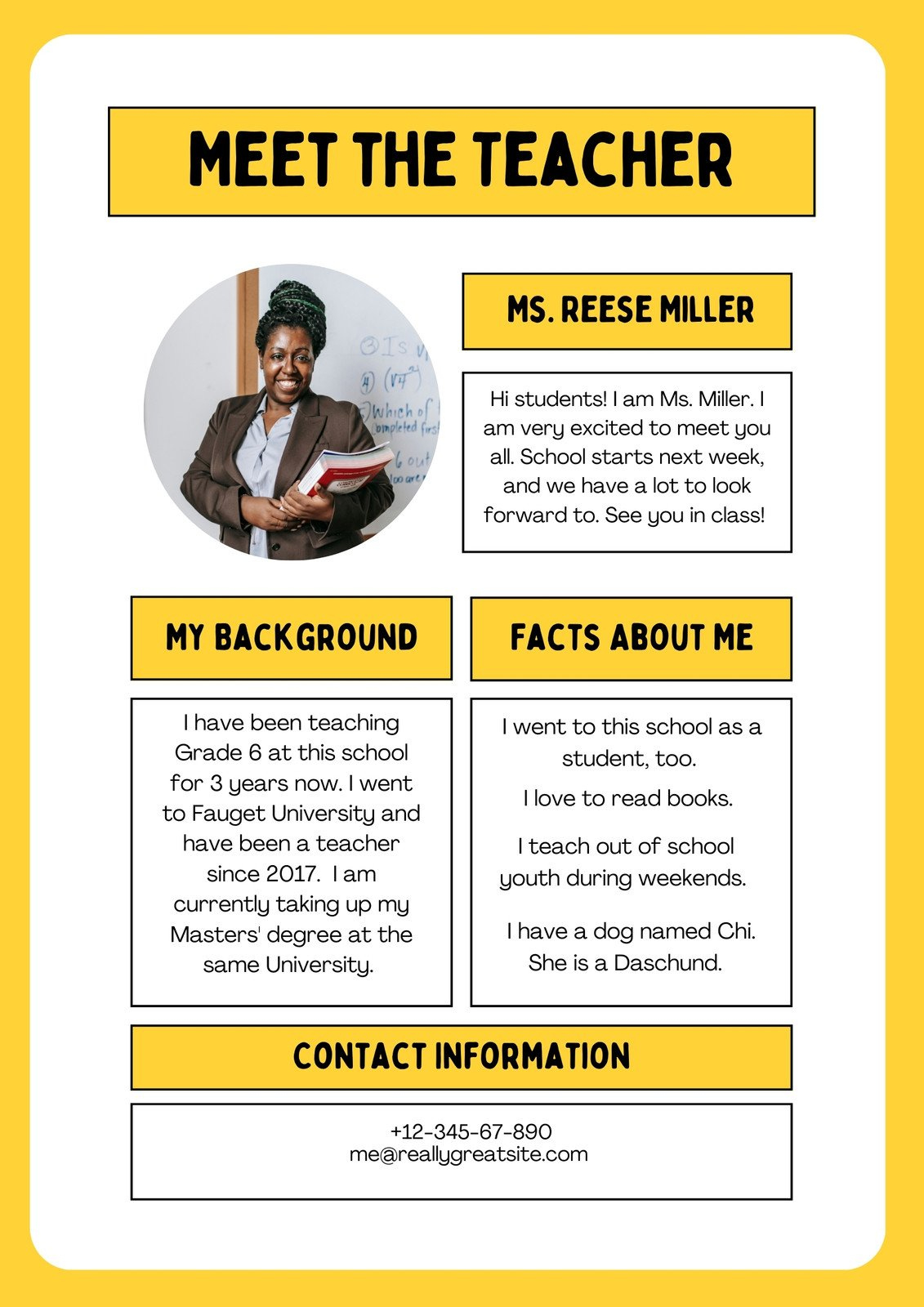 Free Custom Printable Meet The Student/Teacher Templates | Canva for Teacher Bio Template Free