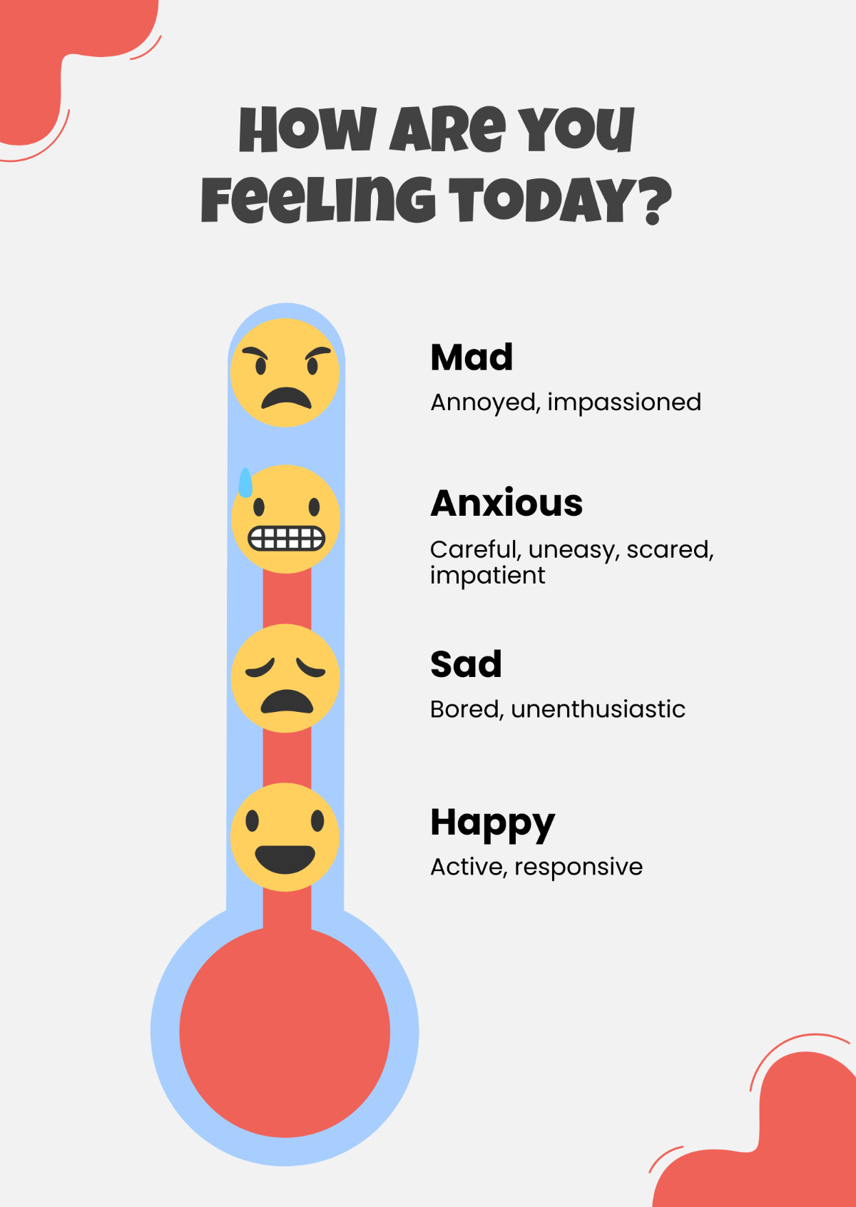 Free Feelings Thermometer Chart Template To Edit Online in Emotional Thermometer Free Printable