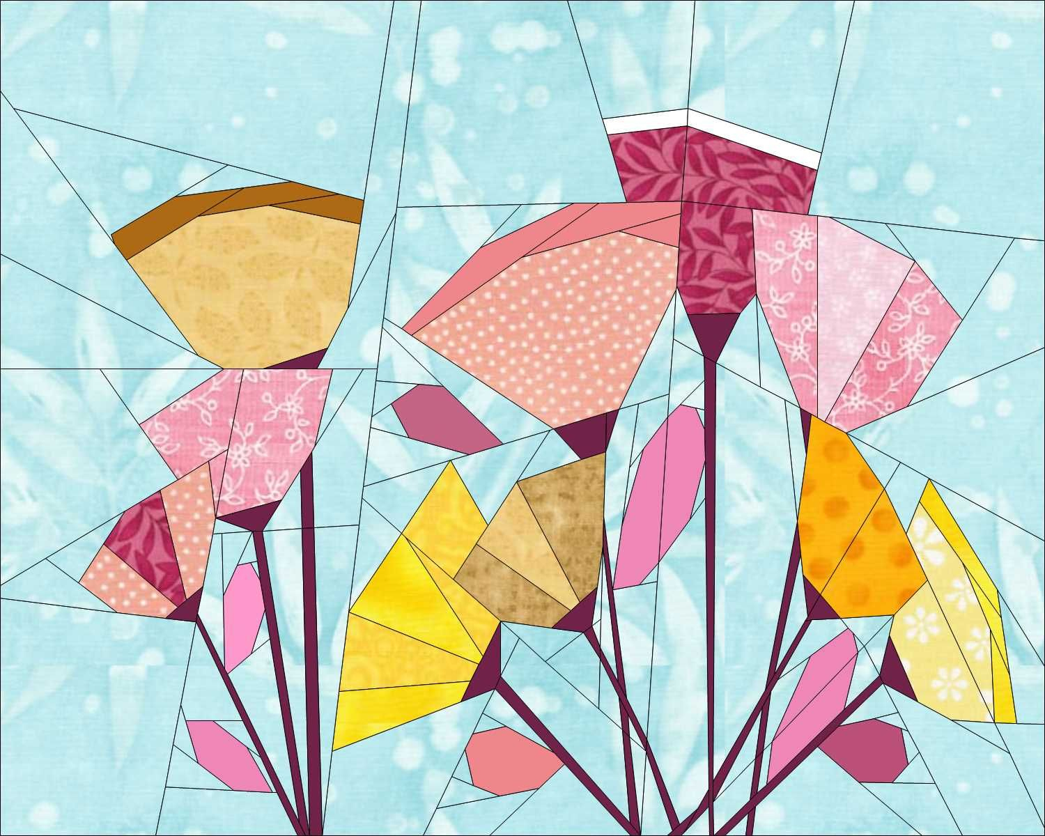 Free Flower Paper Piecing Patterns - Sewing Pattern Library with regard to Free Printable Paper Pieced Flower Patterns