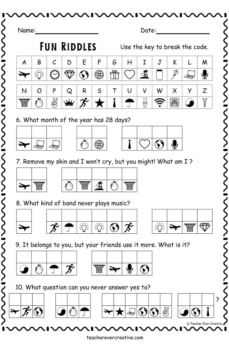 Free Fun Riddles Cryptogram For Kids - Free Printable Worksheets within Free Printable Cryptograms With Answers