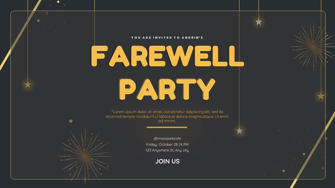 Free Google Slides Farewell Party Invitation Template Powerpoint within Free Goodbye Powerpoint Template