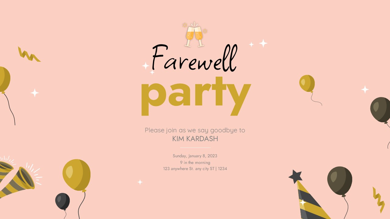 Free Google Slides Farewell Party Invitation Template Powerpoint within Free Goodbye Powerpoint Template